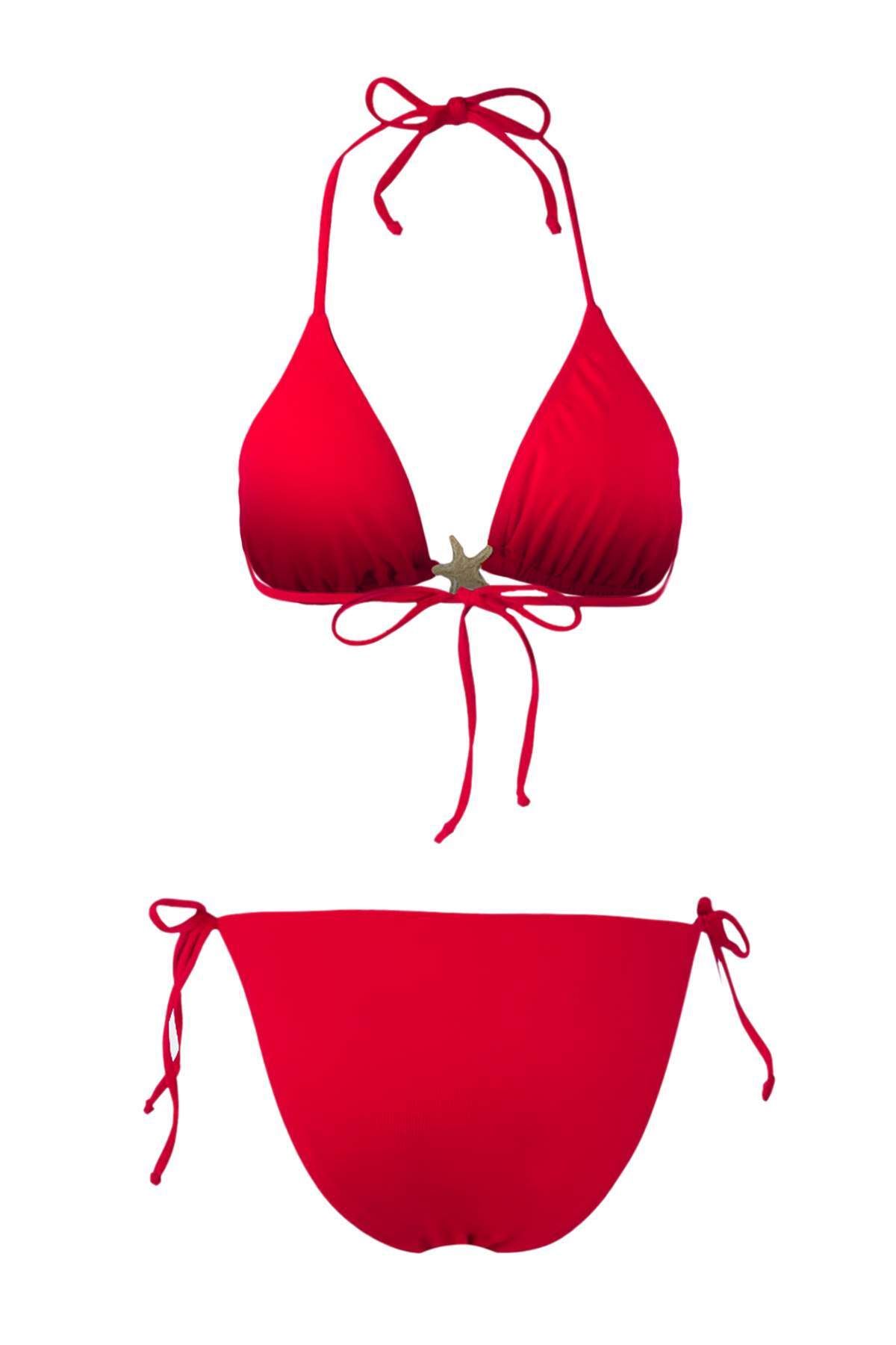 Trendyol Collection-Granatapfelblüten-Dreieck-Premium-Bikini-Set mit Stern-Accessoires TBESS25BT00064 12