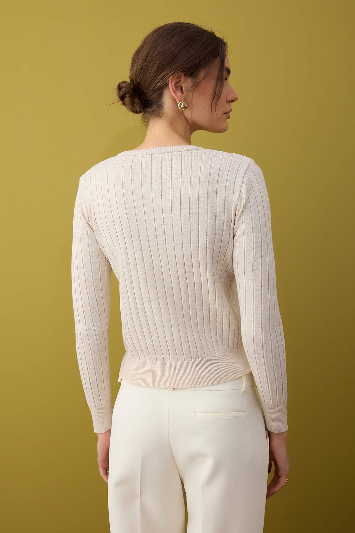 Trendyolmilla  Bej 2'li Basic Triko Hırka-Bluz Takım TWOAW26HI00213 - Görsel 4