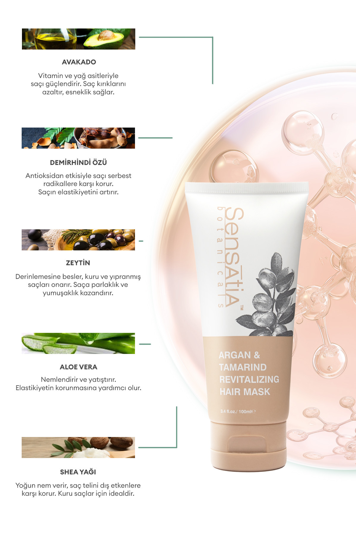 Sensatia Botanicals-Revitalizing Anti-Hair Loss Hair Mask with Argan & Tamarid Extract 100ml 2