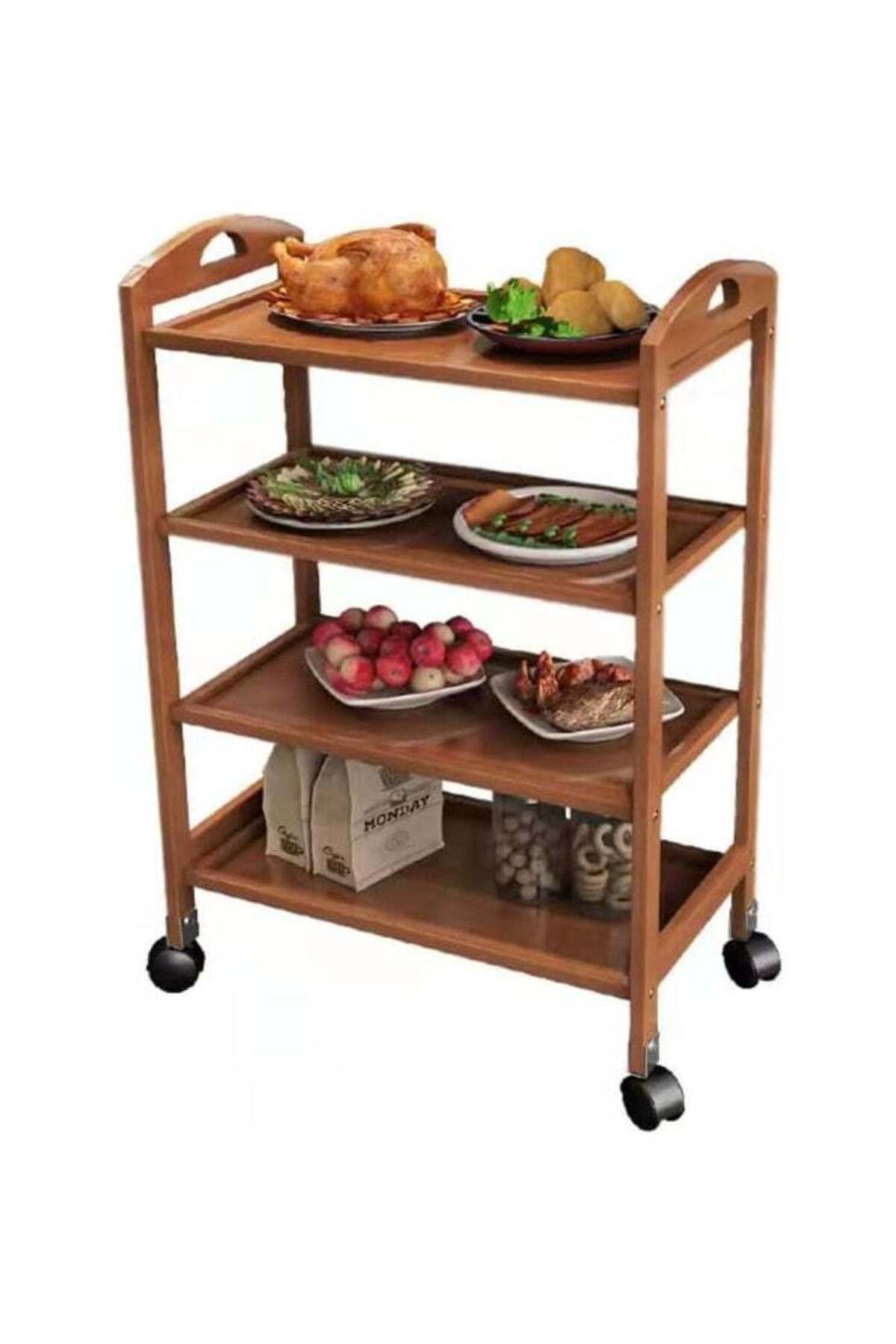 عربة بامبو، رف تخزين للمطبخ مكون من 3 و4 طبقات مع عجلات دوارة. (4 طوابق)