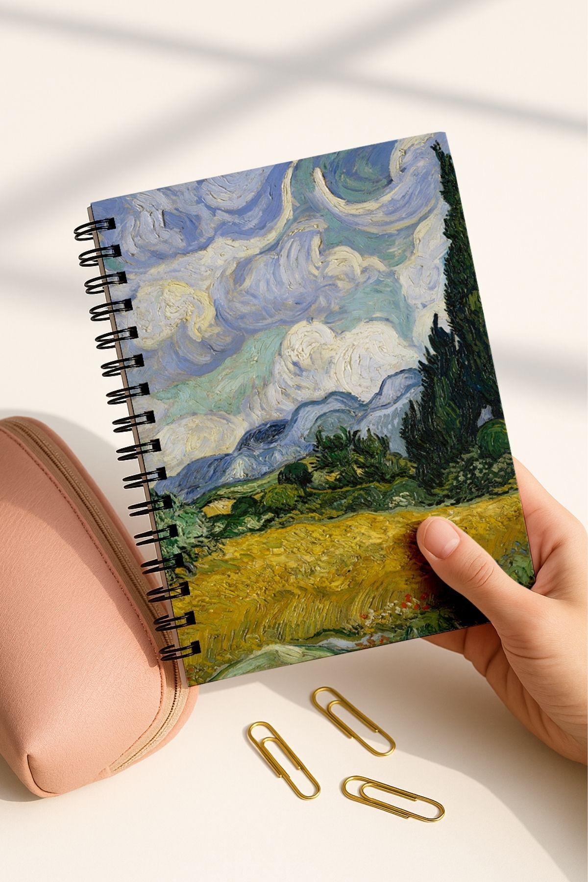 Eldesen Tasarım-Van Gogh Spiral Unlined School Notebook Set, A5 / 50 Sheets 100 Sheets Set of 4, Van Gogh 5