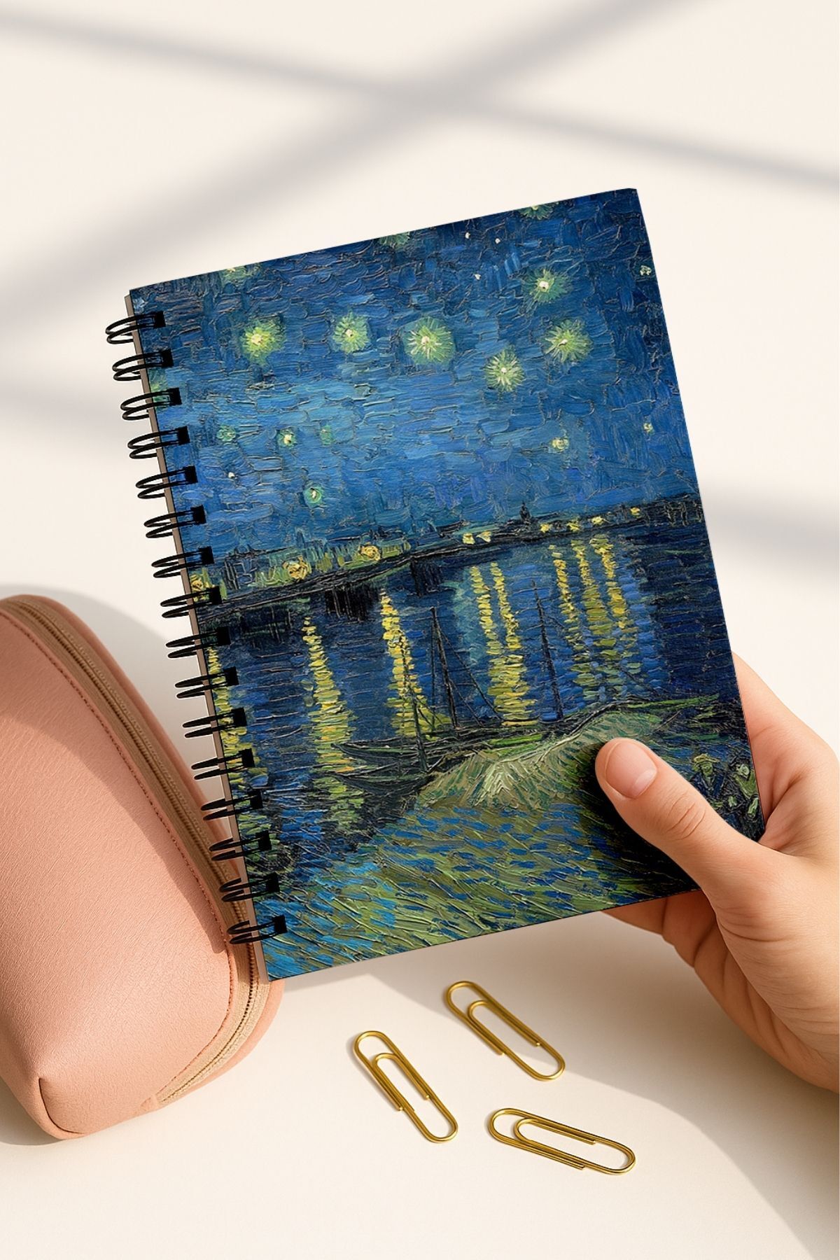 Eldesen Tasarım-Van Gogh Spiral Unlined School Notebook Set, A5 / 50 Sheets 100 Sheets Set of 4, Van Gogh 4