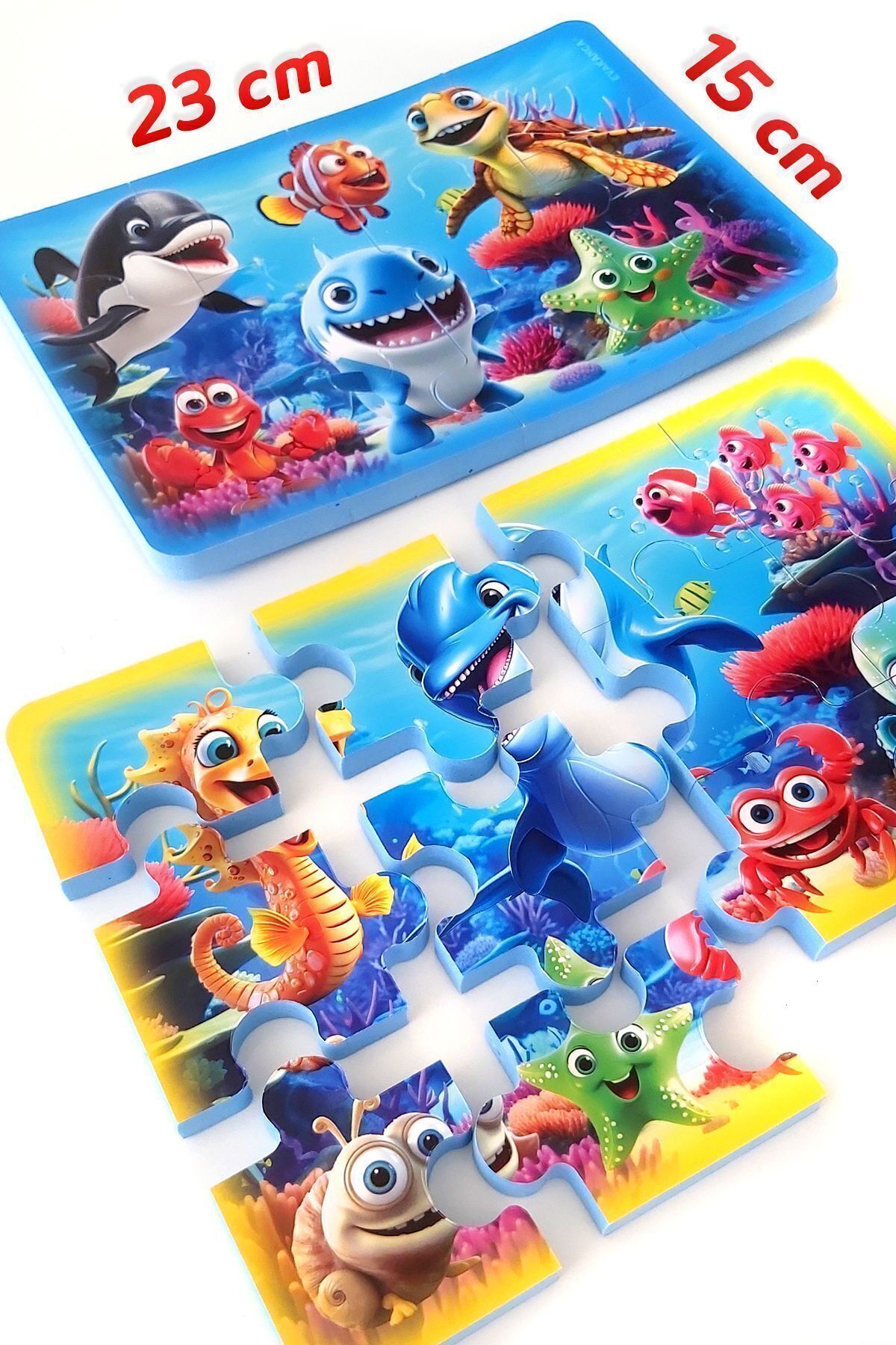 EVAKANCA 12 Parça Kalın EVA Puzzle Yapboz 2'li Deniz Hayvanları fotoğrafı 2 (önizleme)
