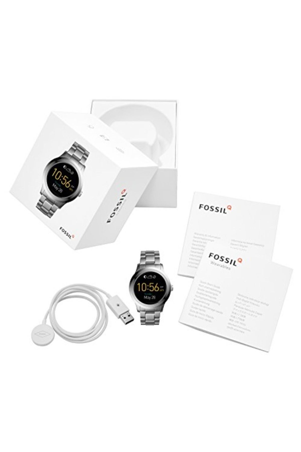 Fossil-ساعة Ftw2116 Q Founder الذكية من الجيل الثاني، مصنوعة من الفولاذ المقاوم للصدأ، بشاشة تعمل باللمس (فضية) 4