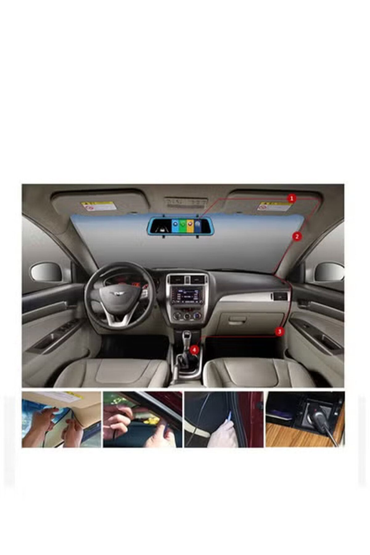 Generic-10-inch Car Dash Cam with Rearview Mirror, Night Vision, 1080P FHD, Full Touchscreen, 170°, WiFi 6
