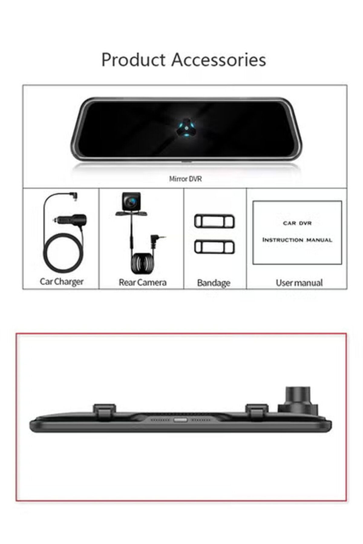Generic-10-inch Car Dash Cam with Rearview Mirror, Night Vision, 1080P FHD, Full Touchscreen, 170°, WiFi 5