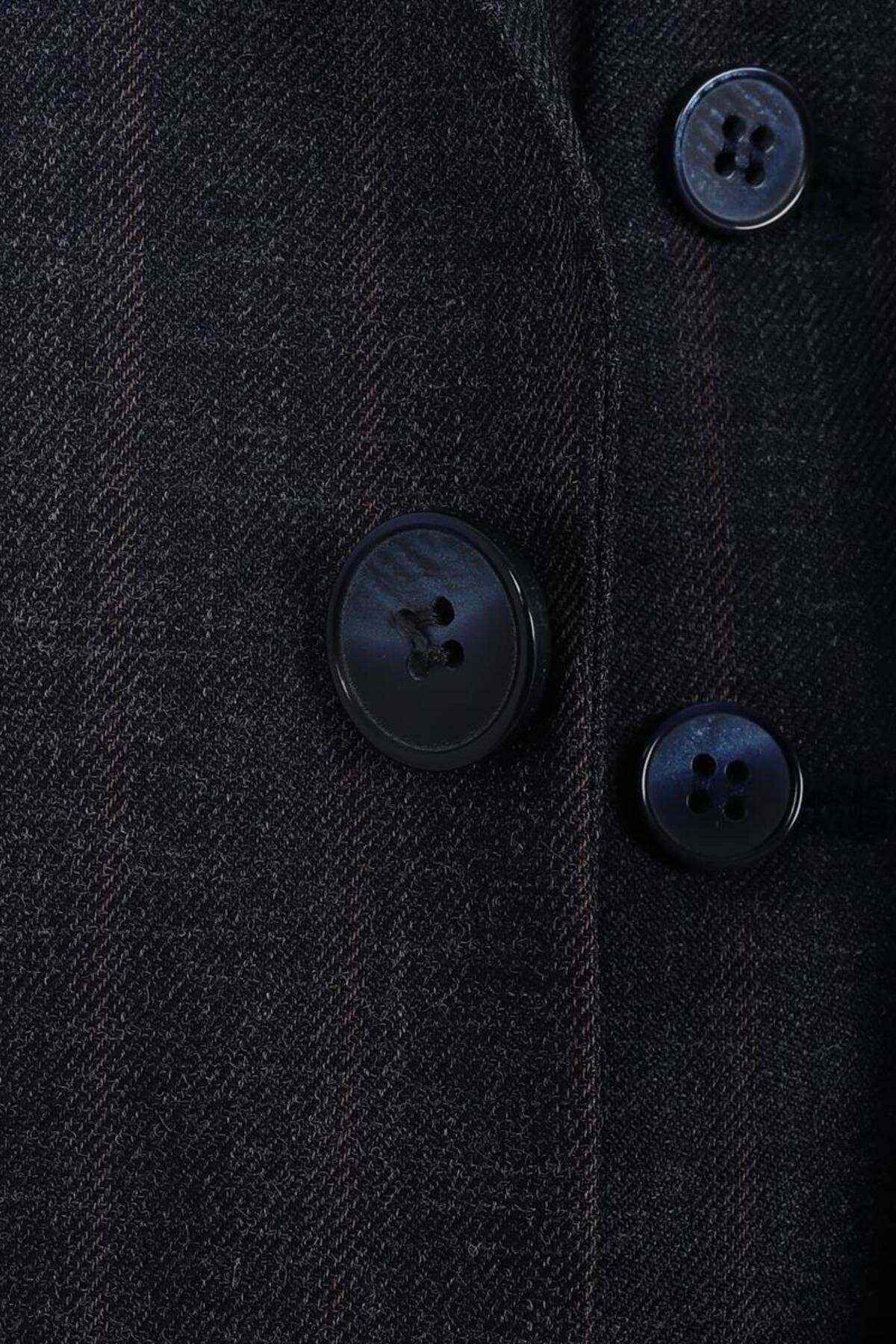 Şık ve Rahat Slim Fit Yelekli Erkek Takım Elbise - Modern Kesim Dört Mevsim-KAV1071W — سرمه‌ای KB-KAV1071W — تصویر 6 از 7