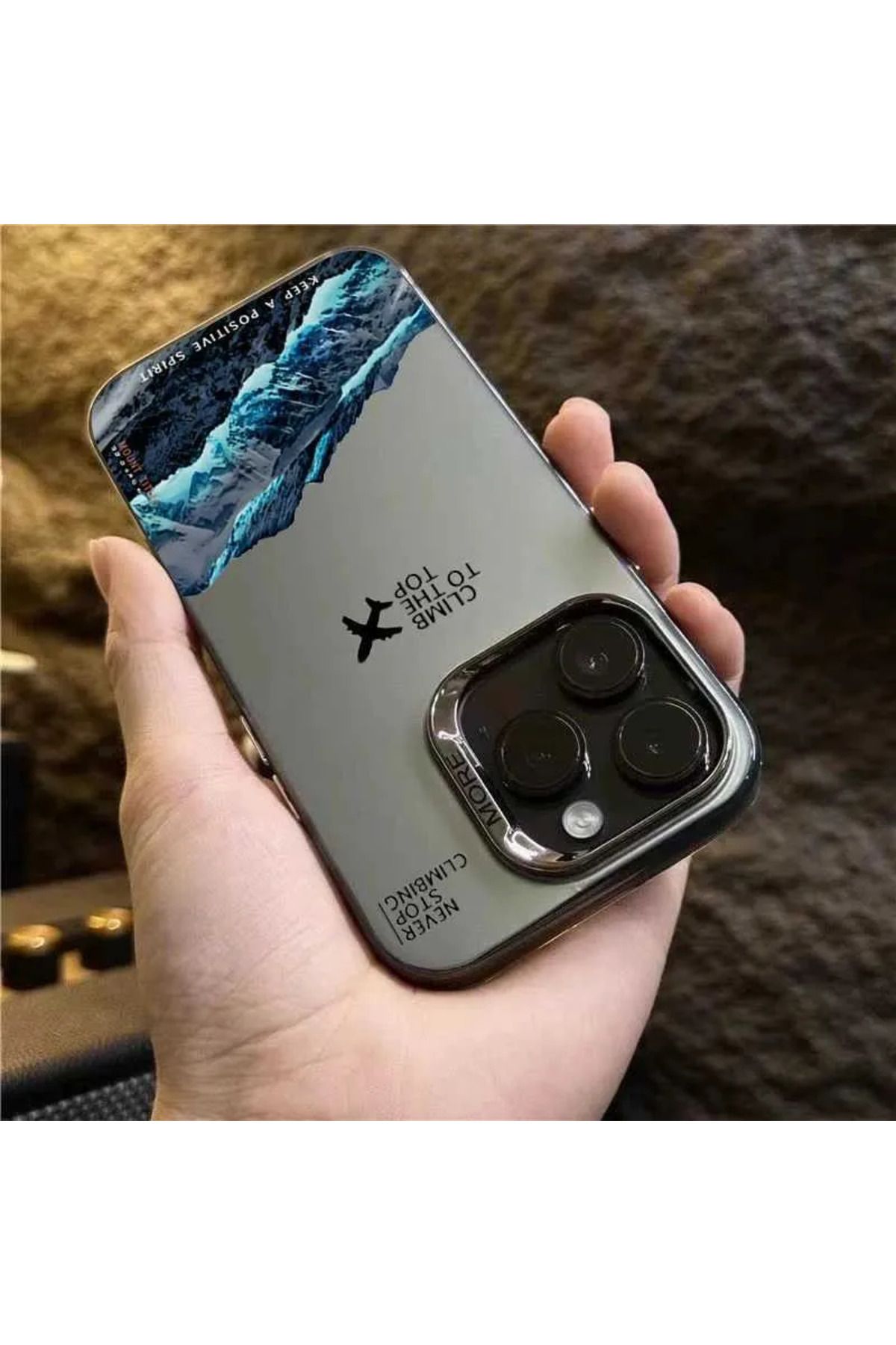 Caseji-iPhone 15 Pro Max Compatible Mountain Design Hard Back Soft Edges Phone Case Mk01A 2