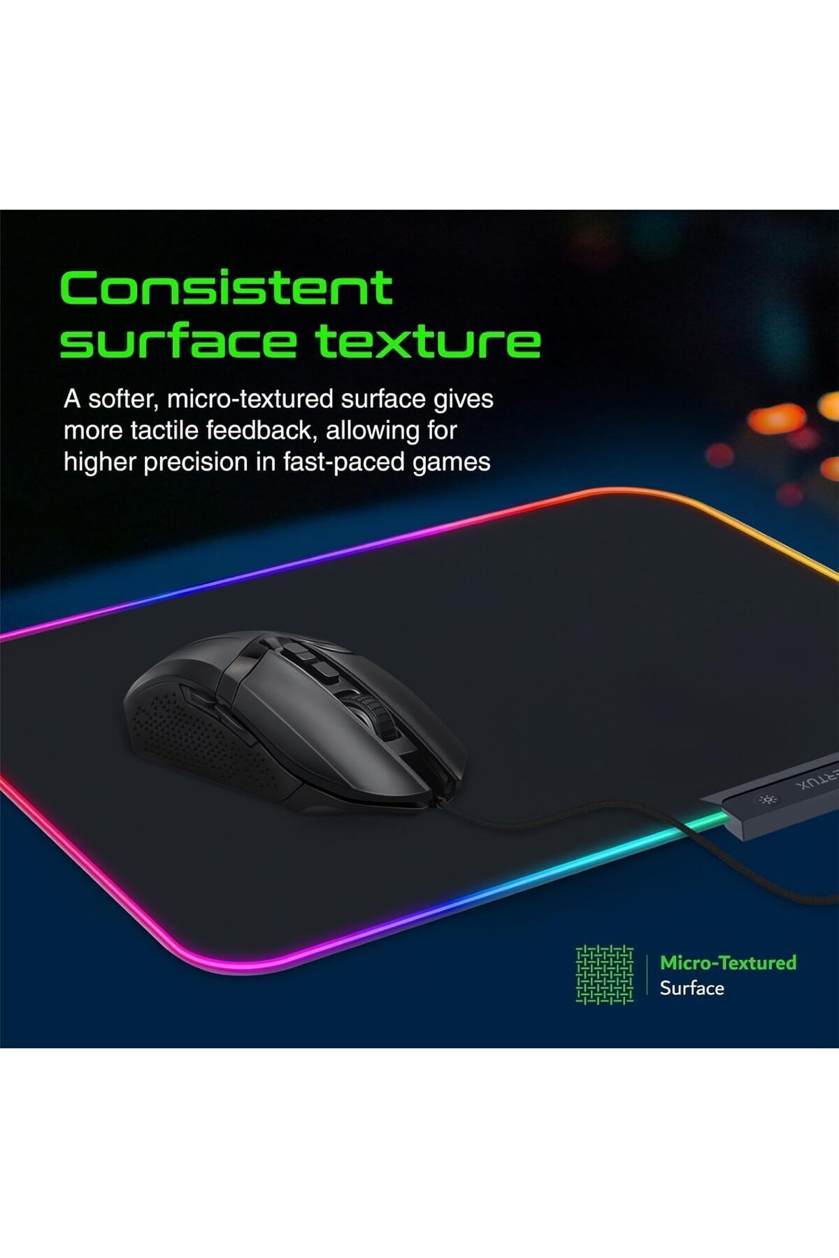 VERTUX-4 In 1 Gaming Starter Kit, LED Headphone With Mic, Ergonomic Keyboard, 3600DPI Mouse, LED MousePad 5