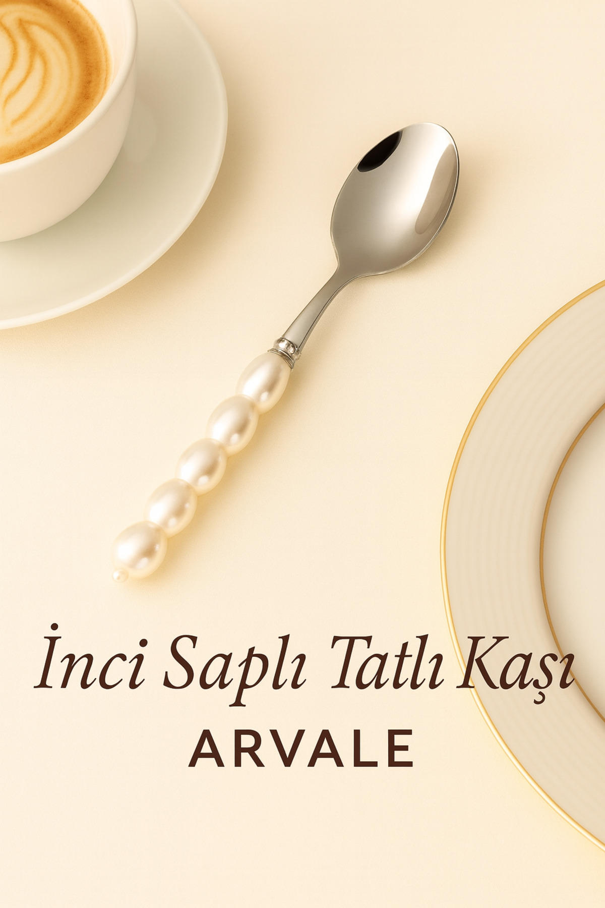 ARVALE 1 Adet İnci Detaylı Tatlı Kaşığı - ( Tatlı Kaşık )