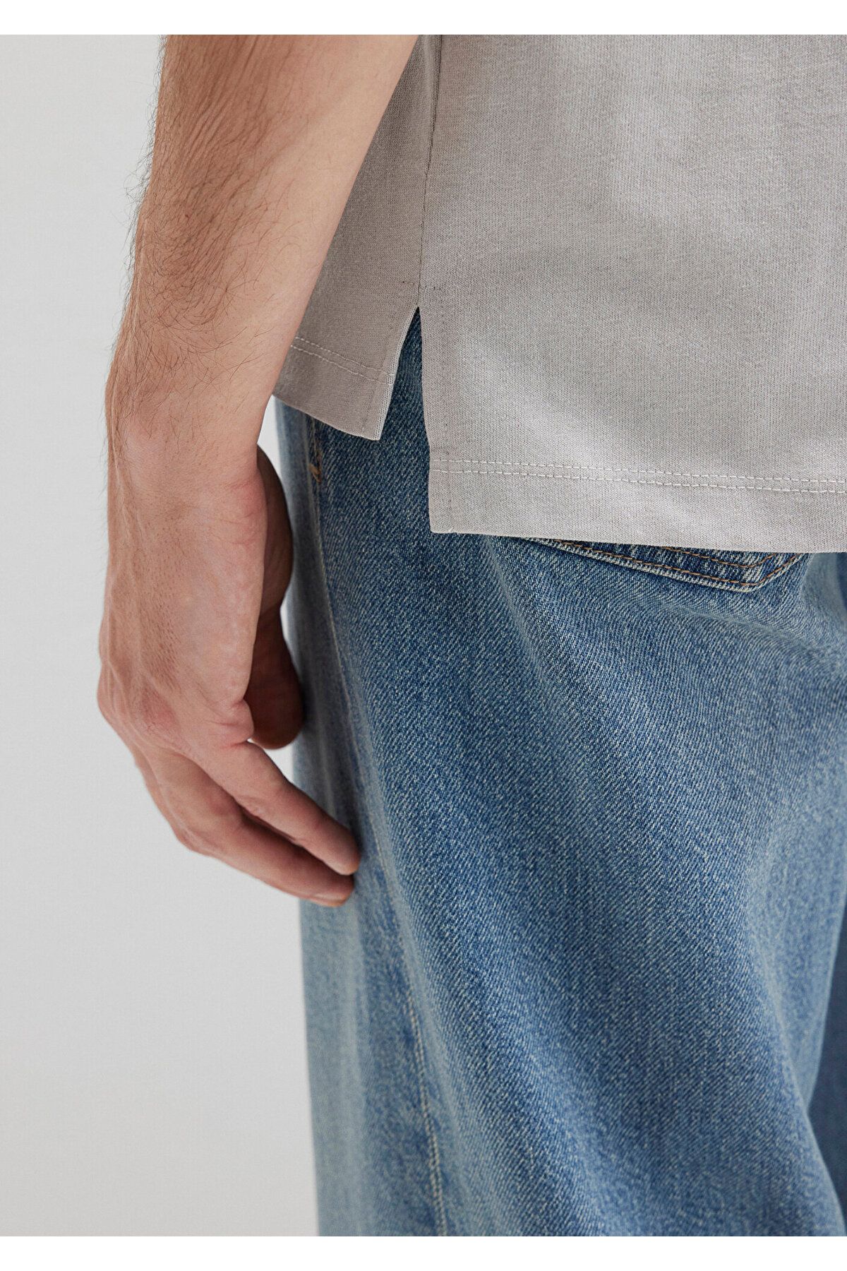 Mavi-Pocket Detailed Gray T-Shirt Loose Fit / Loose Relaxed Cut 066248-70075 7