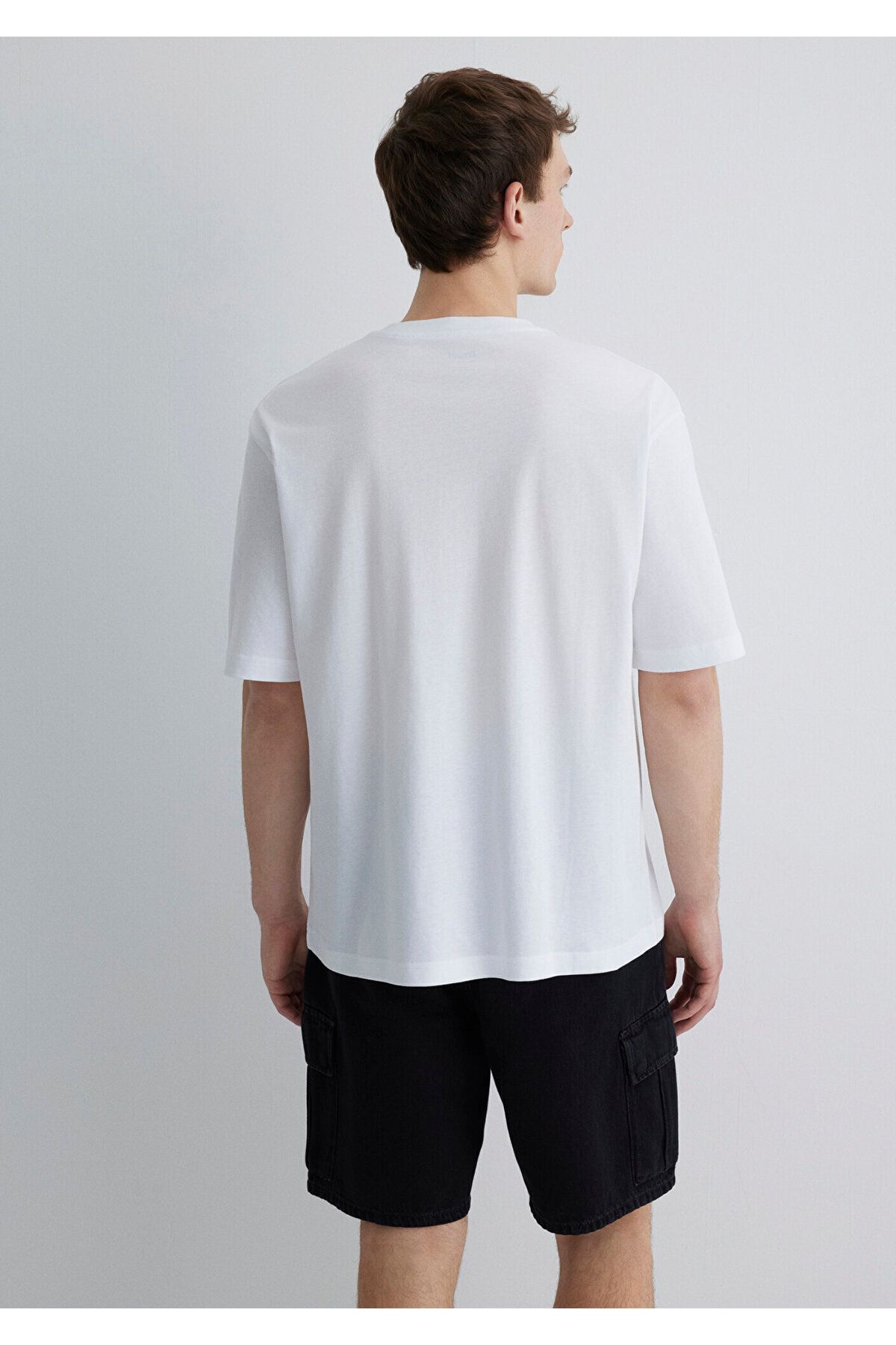 Mavi-Λευκό μπλουζάκι με εμπριμέ λογότυπο Minimal Relaxed Fit / Άνετη εφαρμογή 0612710-620 4