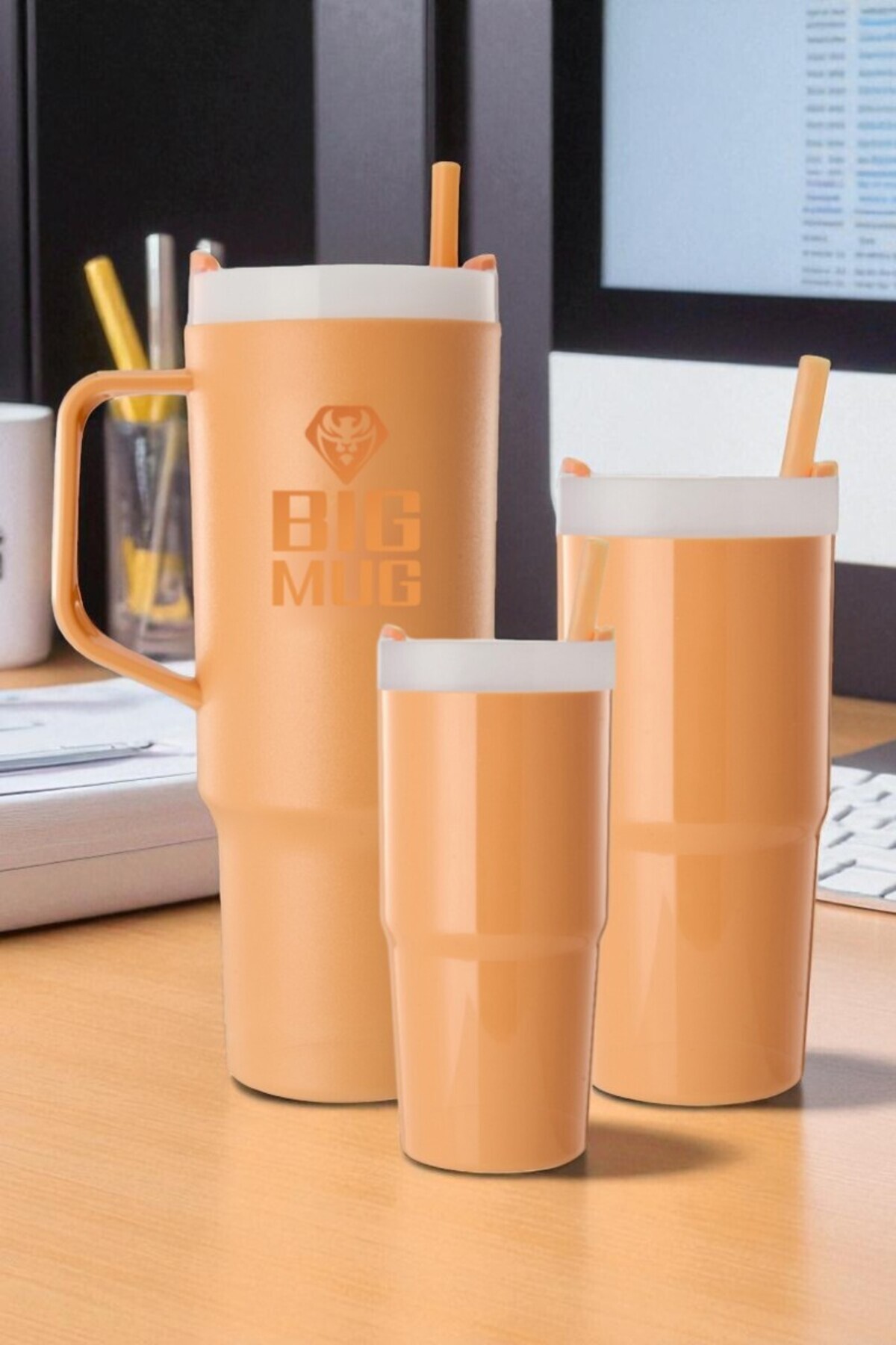 Comprox Tritan Big Family – 3'lü İç İçe Geçebilen Pipetli Bardak mug Seti - AİLE BOYU 3 LÜ MUG