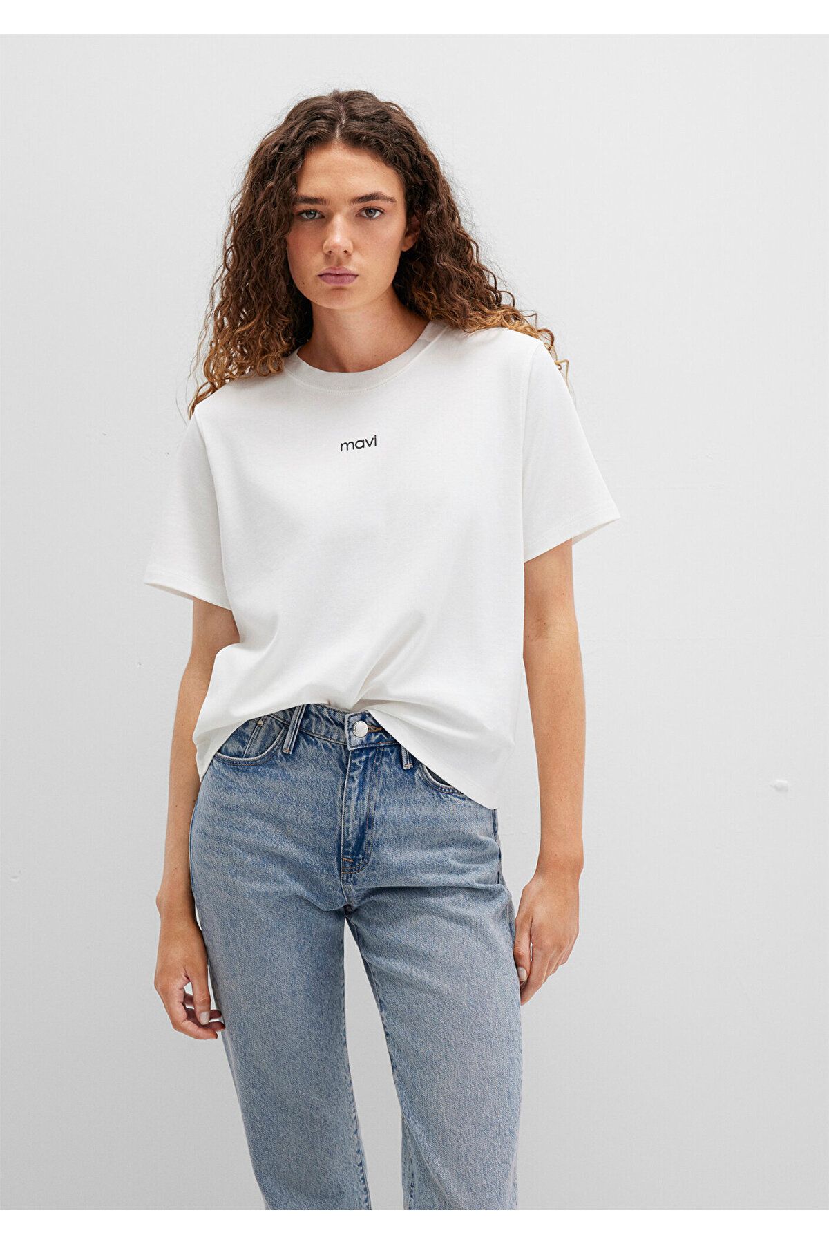 Mavi-Tricou alb cu imprimeu cu logo Loose Fit / Loose Relaxed Fit 1612829 -80194 4