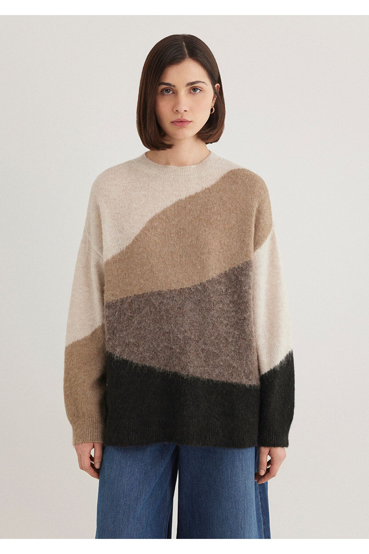 Mavi-Πουλόβερ Crew Neck Brown Loose Fit / Χαλαρή χαλαρή εφαρμογή 1710562 -86749 4