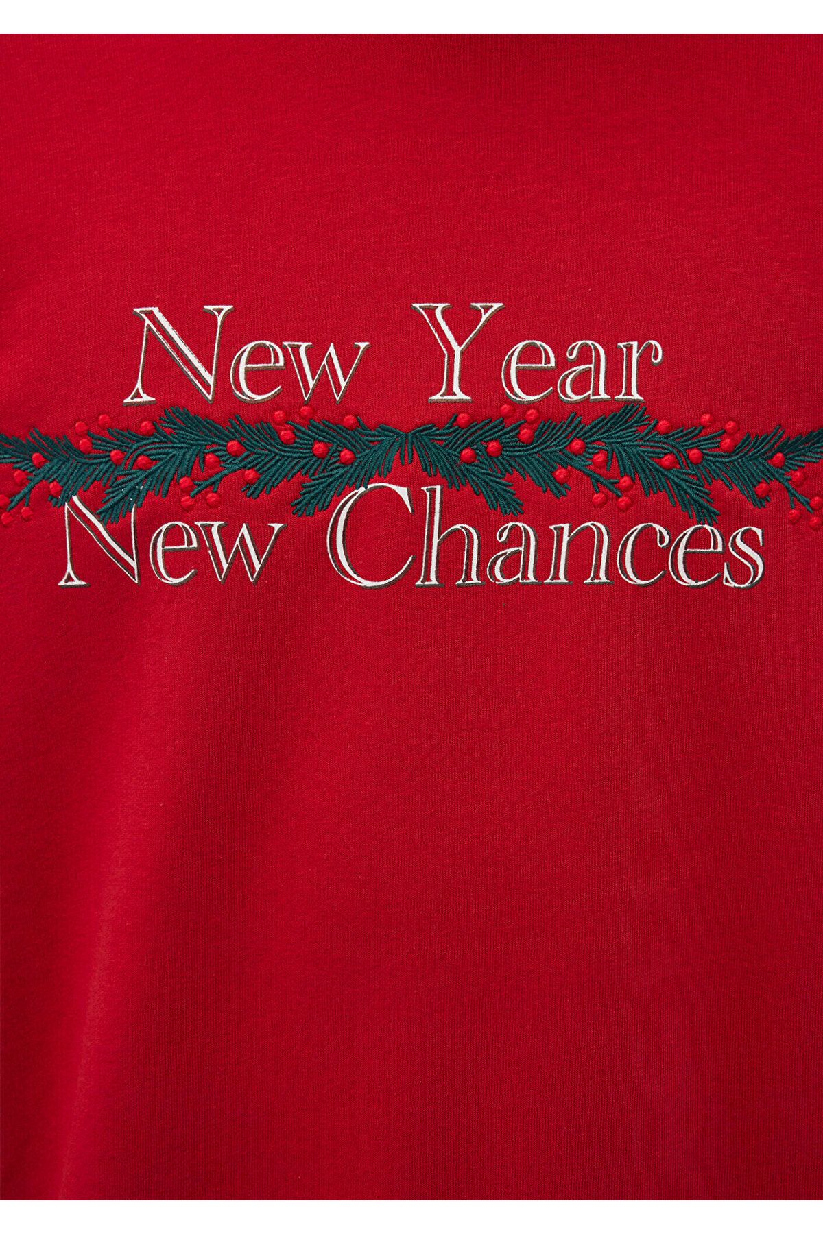 Mavi-Rotes Sweatshirt mit Neujahrsmotiv 0s10297-86417 7