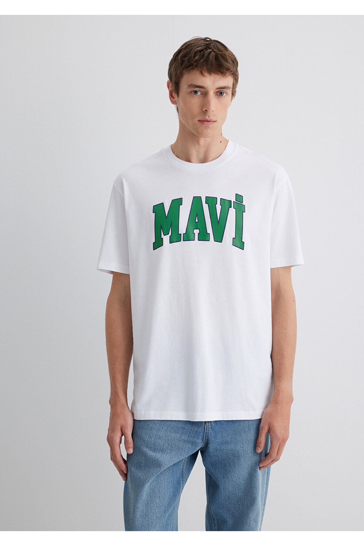 Mavi-Λευκό T-shirt με λογότυπο Loose Fit / Loose Relaxed Fit0611711-620 3