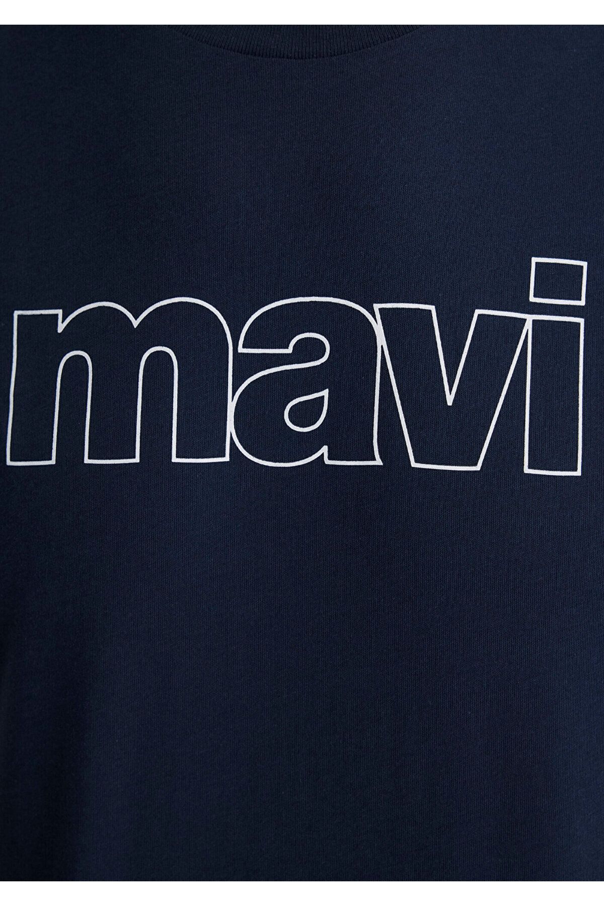 Mavi-Тъмносиня тениска с лого с принт / Slim Fit 065781-28417 7
