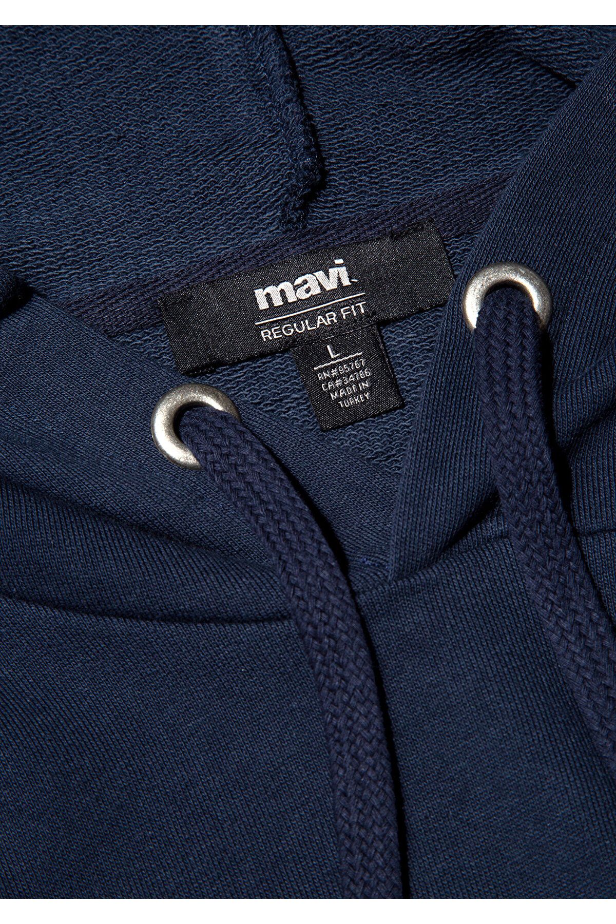 Mavi-Logo Printed Hooded Navy Blue Sweatshirt 065606-28417 7