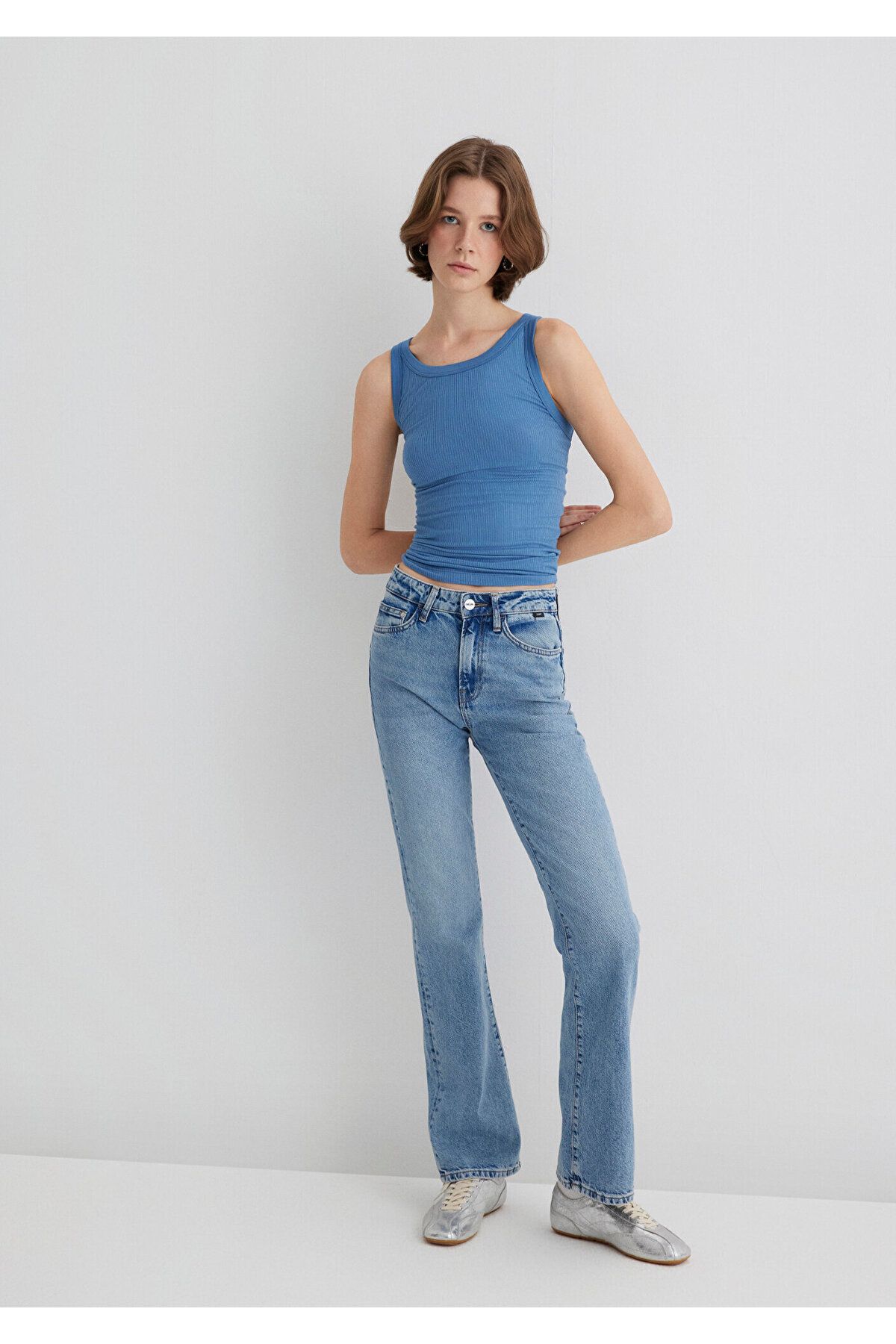 Mavi-Pantaloni Jeans Indigo Si Miav anii 90 2