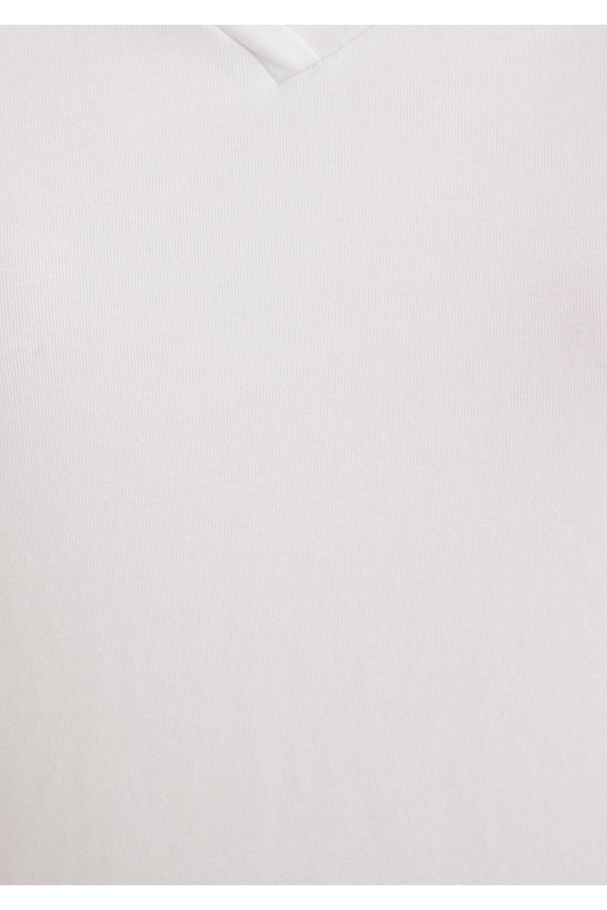 Mavi-Λευκό Stretch T-Shirt με λαιμόκοψη V - Εφαρμοσμένο Cut162769-620 6