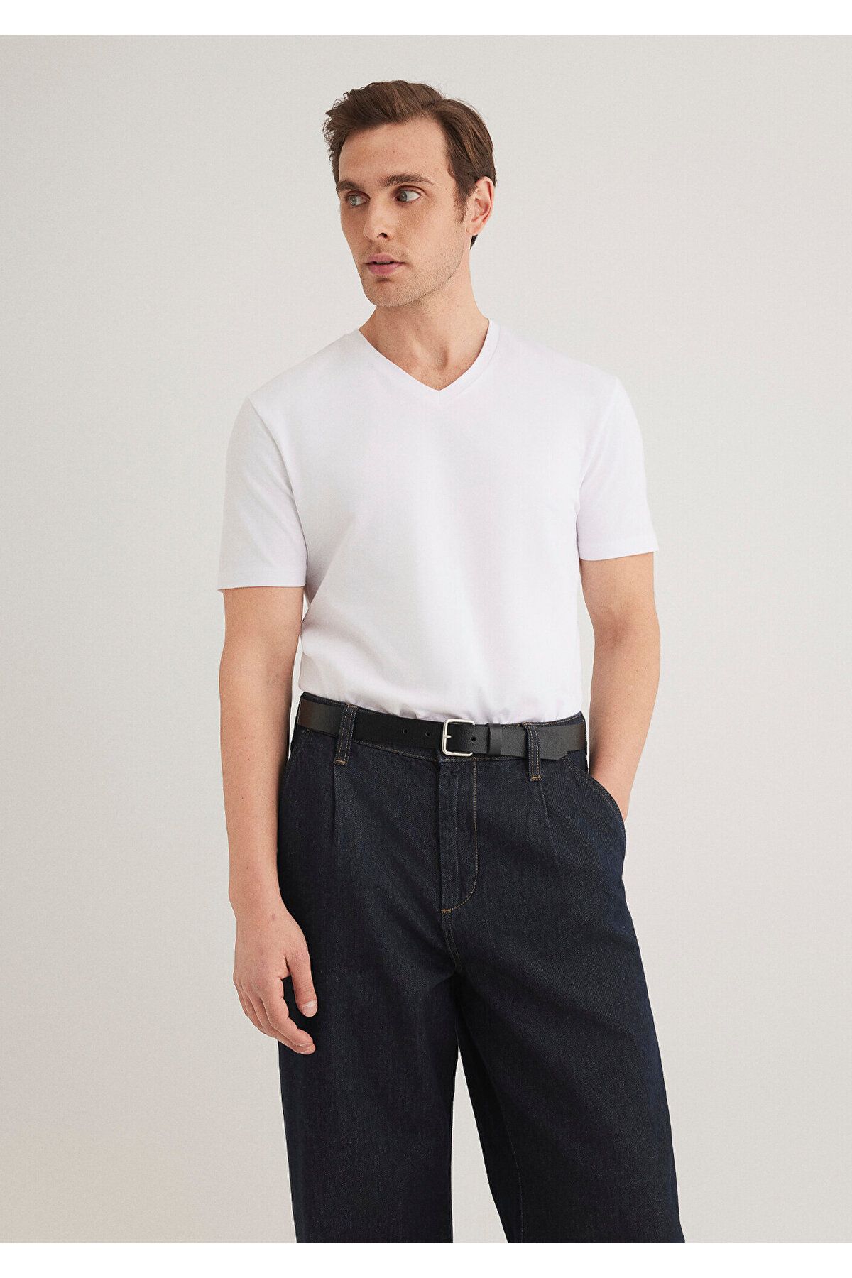 Mavi-Stretch V-λαιμόκοψη Λευκό Basic T-Shirt Εφαρμοσμένο / Εφαρμοσμένο κόψιμο 061748 -620 3