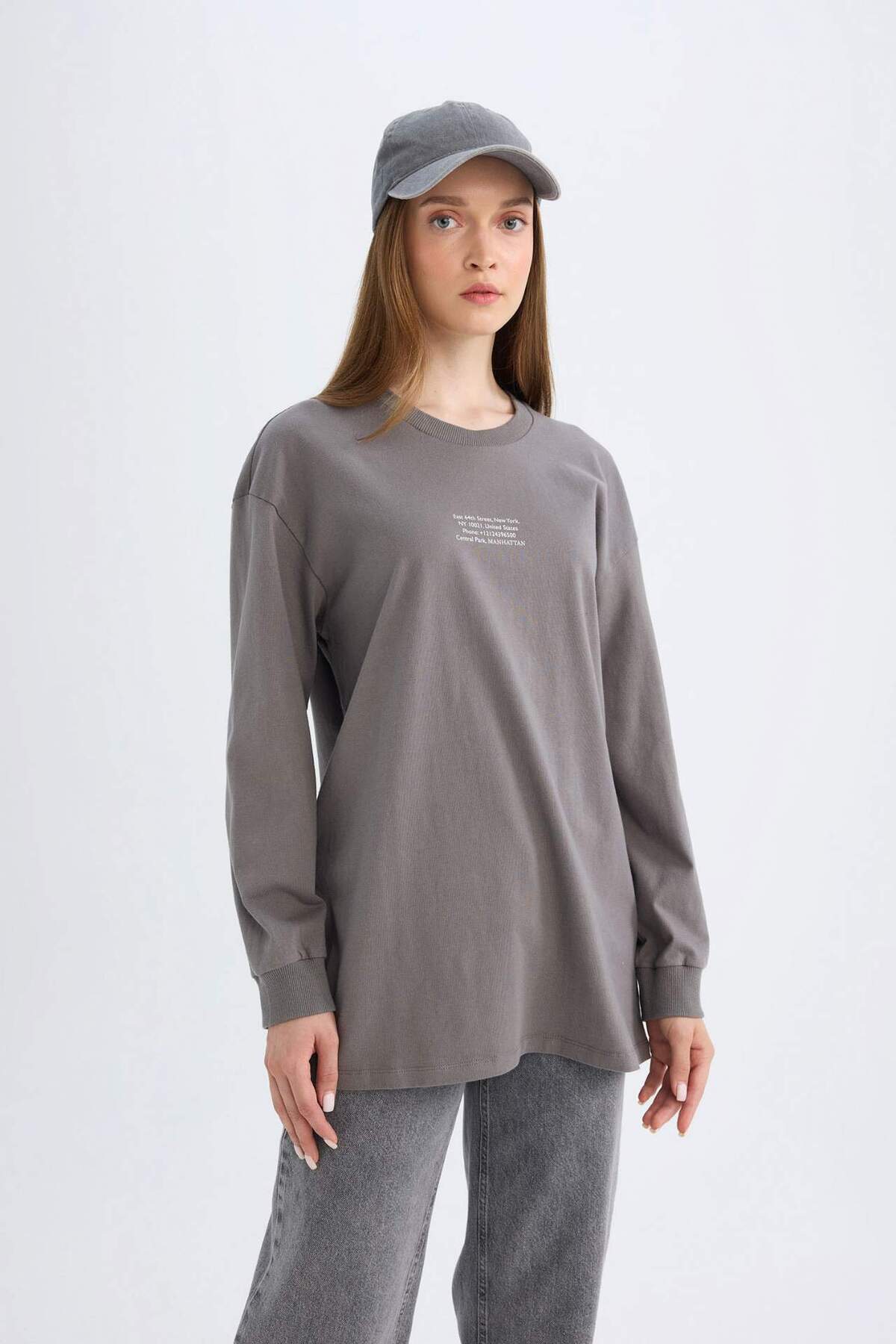 DeFacto-Φούτερ με στάμπα με κανονική εφαρμογή Crew Neck D0391AX24AU 3