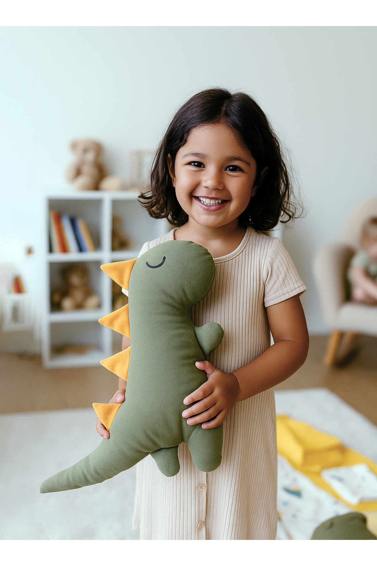 JOYFUL KIDS Rex Uyku Arkadaşı – Yeşil Dinozor Yastık, Dino Serisi, Bebek ve Çocuk Odası için