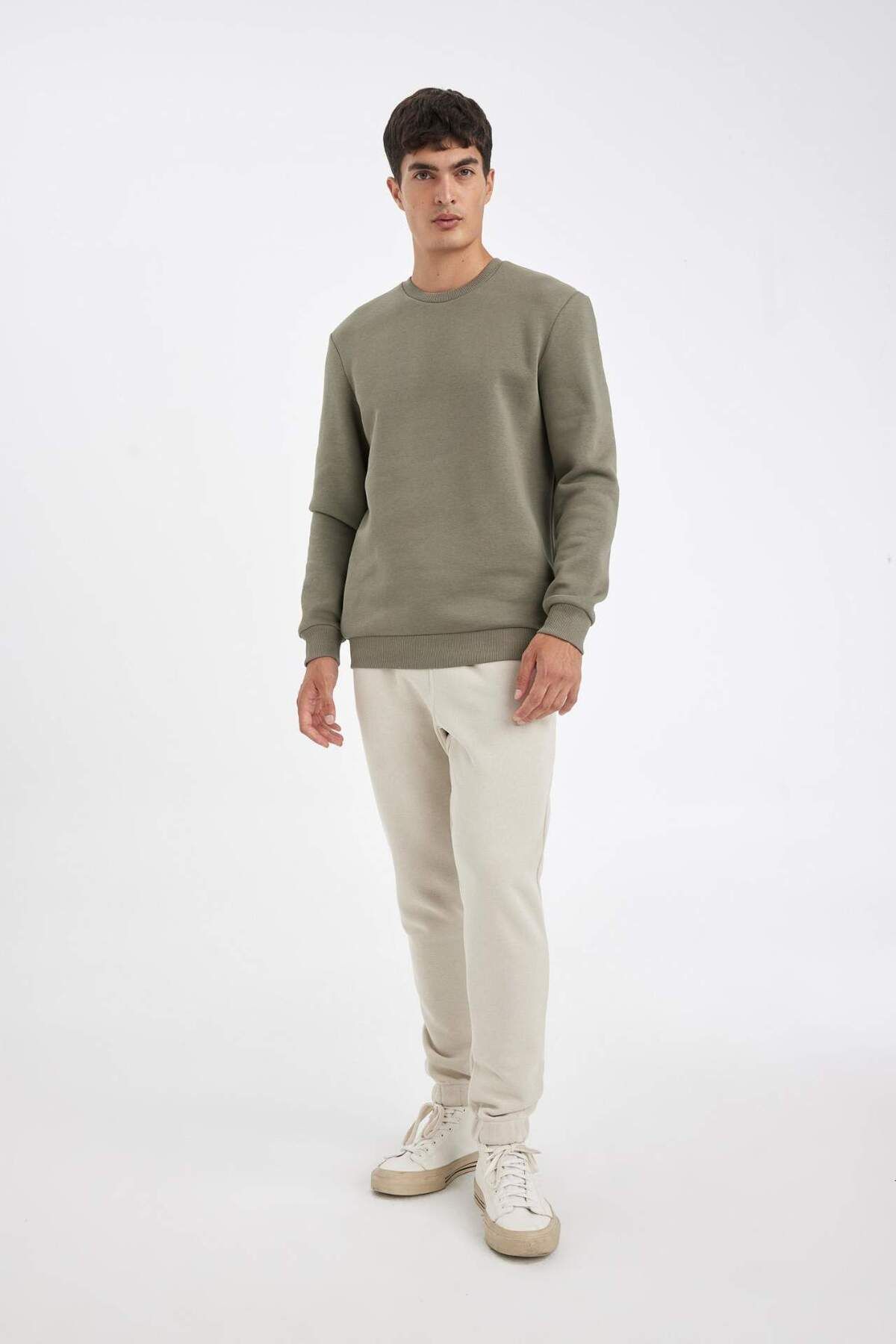 DeFacto-3nitá bavlněná mikina Regular Fit Crew Neck Thick s vnitřním fleecem D7876AXNS 7