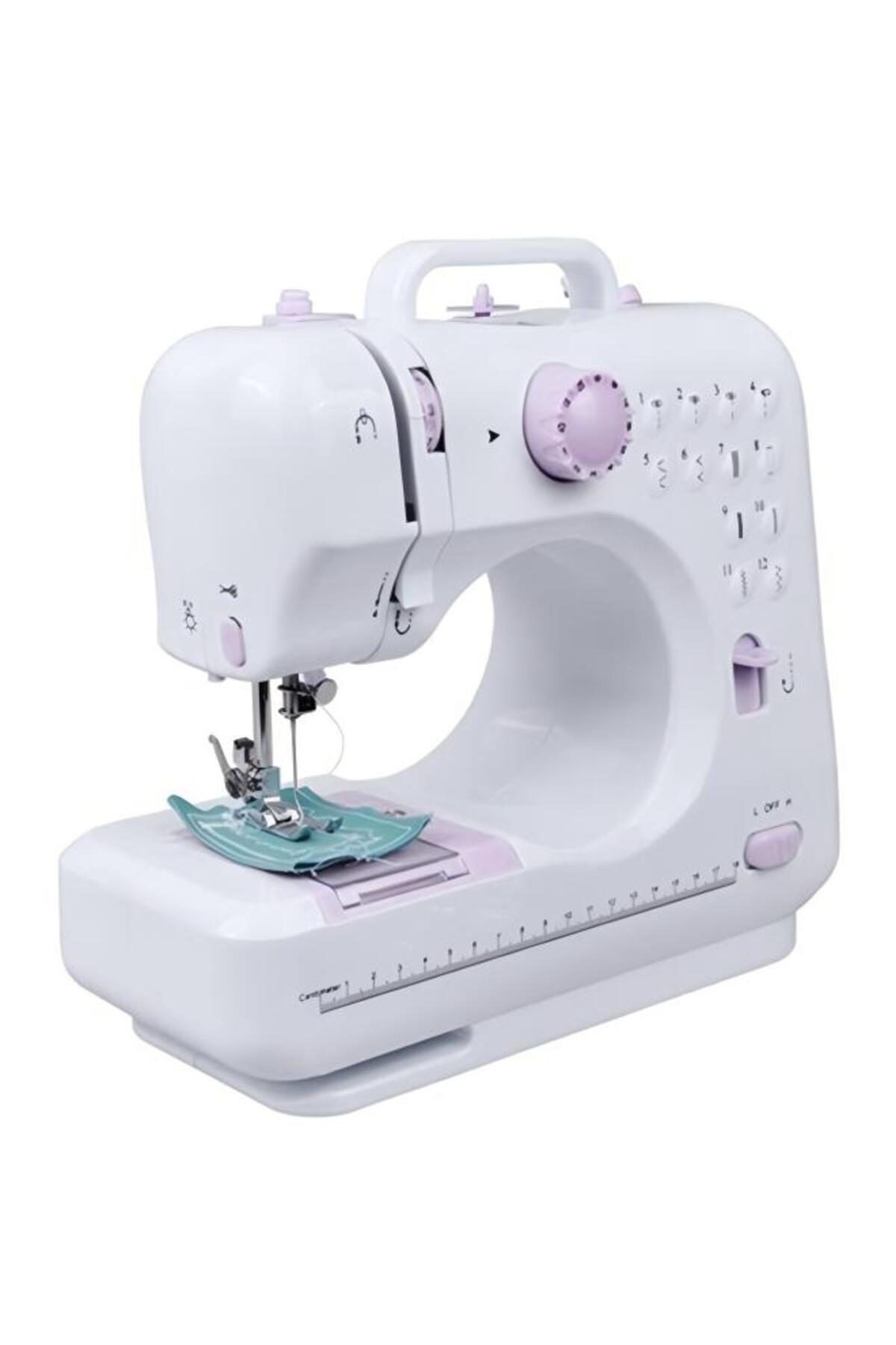 ماكينة خياطة صغيرة متعددة الوظائف 12 غرزة FHSM-505 باللون الأبيض