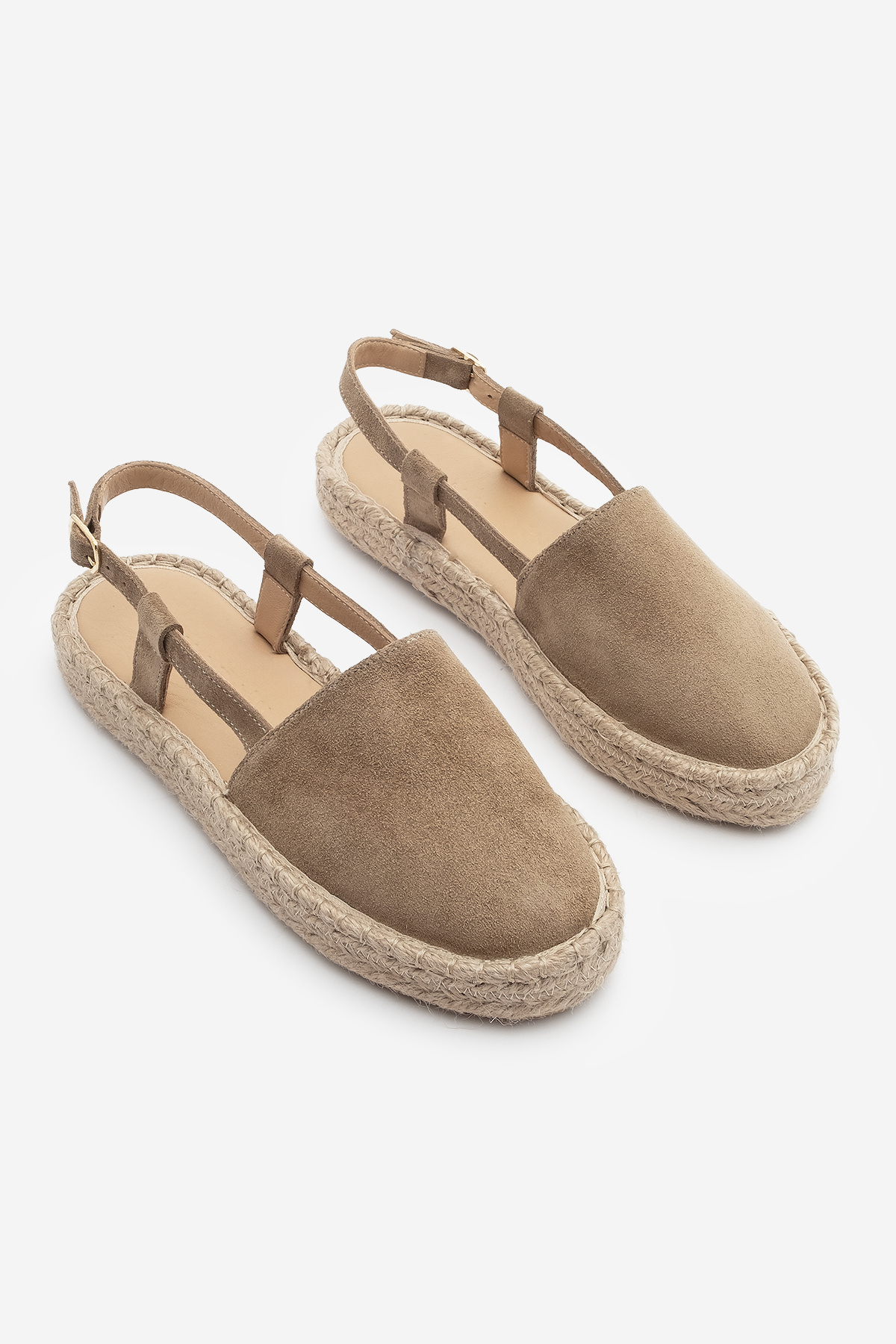 Marjin-Olivové semišové sandály pro ženy – pravá kůže, otevřená záda, jutové espadrilky, semiš Zutan Soil 5