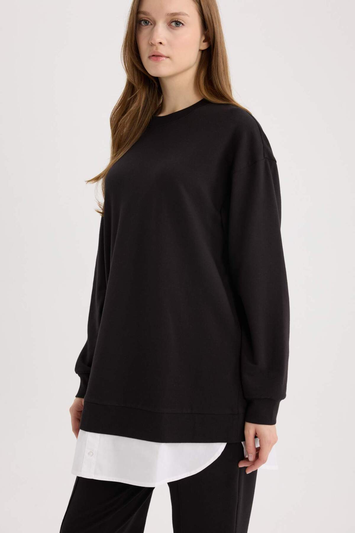 DeFacto-Regular Fit Crew Neck Basic Plain Sweatshirt Tunic 3169761 4