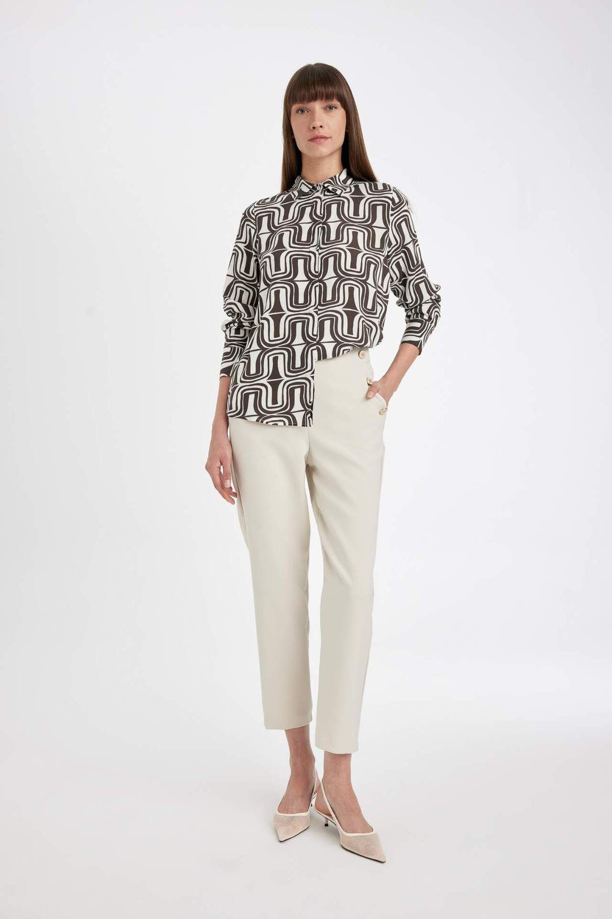 DeFacto-Gemustertes Langarmshirt mit normaler Passform I8266az24au 2