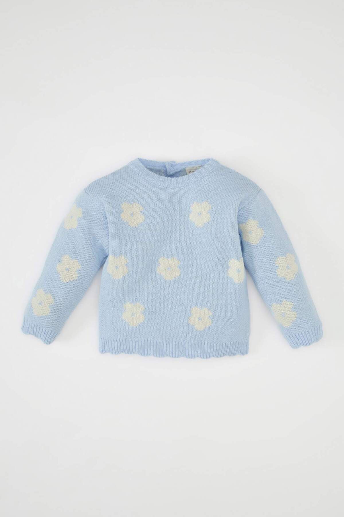 DeFacto-Pulover pentru fetiță, albastru, cu gâtul rotund, tricotaj floral C8309A524WN 1