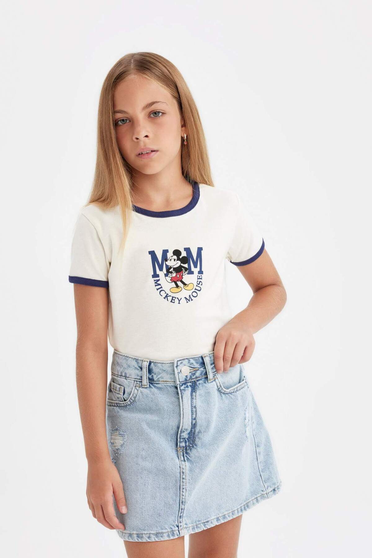 DeFacto-Disney Mickey & Minnie T-Shirt für Mädchen – Rundhalsausschnitt, Rippe, Kurzarm C7355A824AU 5