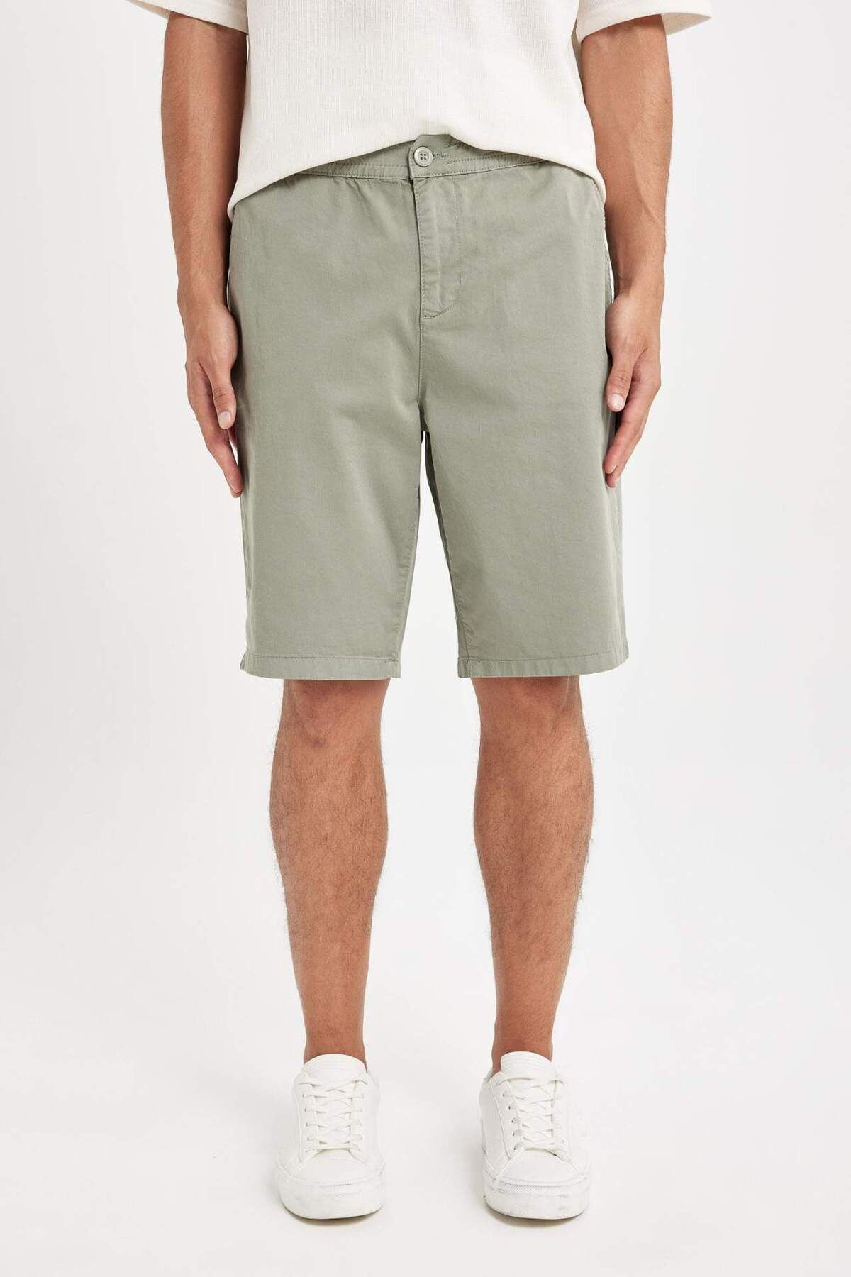 DeFacto-Regular Fit Gabardine Bermuda Shorts D2899Ax24Hs 6