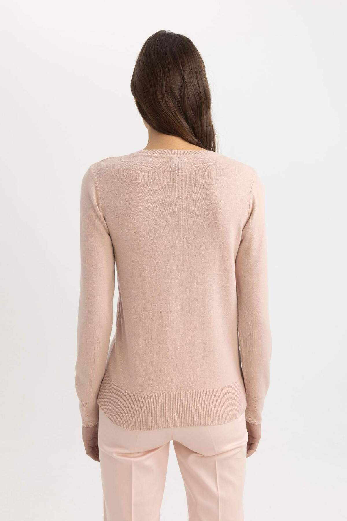 DeFacto-Regular Fit Yumuşak Dokulu Bisiklet Yaka Basic Düz Triko Kazak F7091az24wn 8