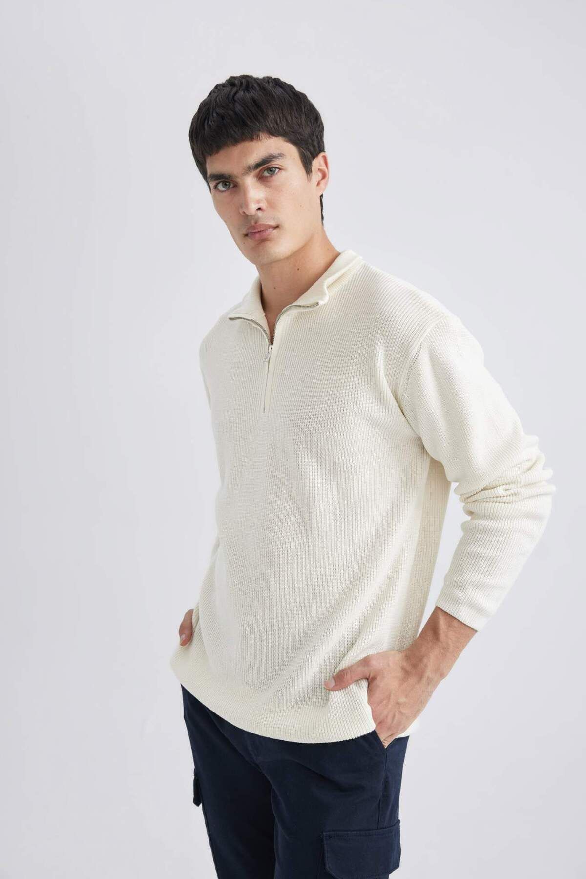 DeFacto-Loose Fit Turtleneck Thessaloniki Fabric Sweater B9706Ax24Au 4