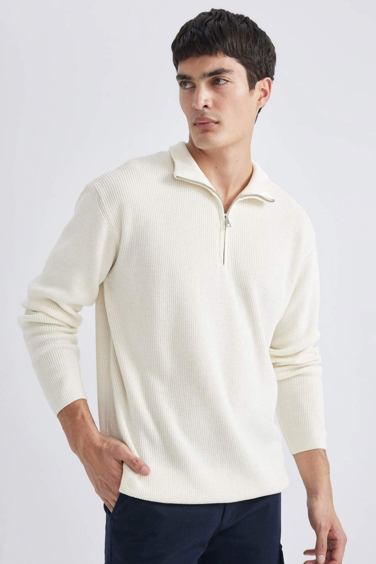 DeFacto-Loose Fit Turtleneck Thessaloniki Fabric Sweater B9706Ax24Au 1