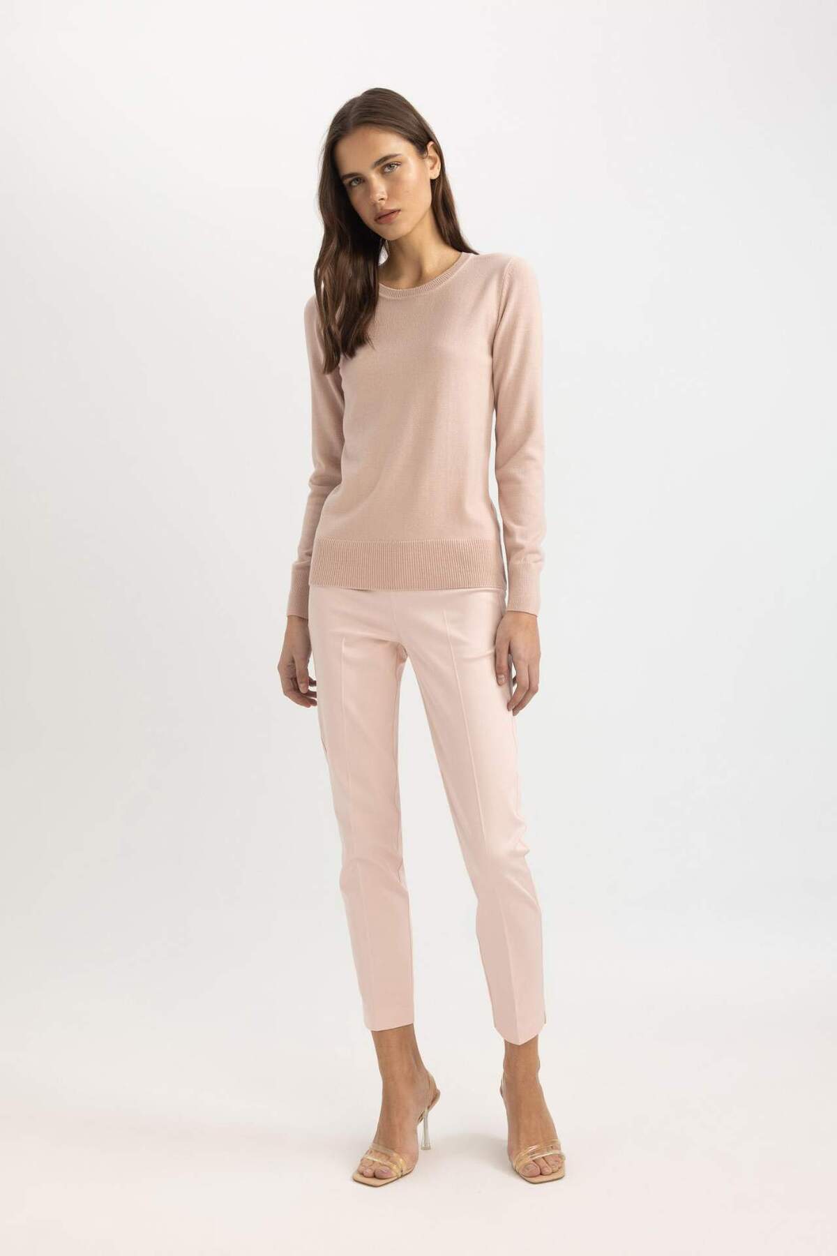 DeFacto-Regular Fit Yumuşak Dokulu Bisiklet Yaka Basic Düz Triko Kazak F7091az24wn 5