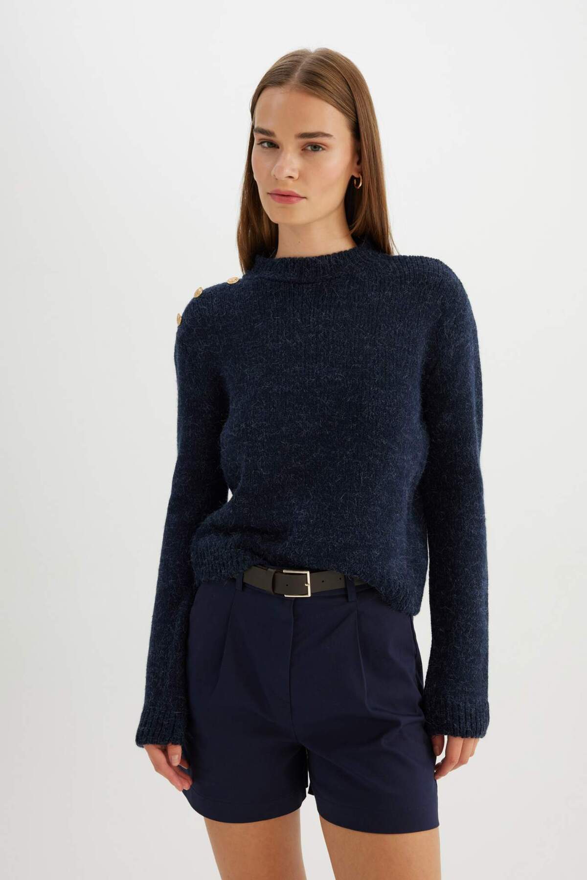 DeFacto-Regular Fit Weicher Strukturierter Rundhals-Pullover C9075AX24WN 5