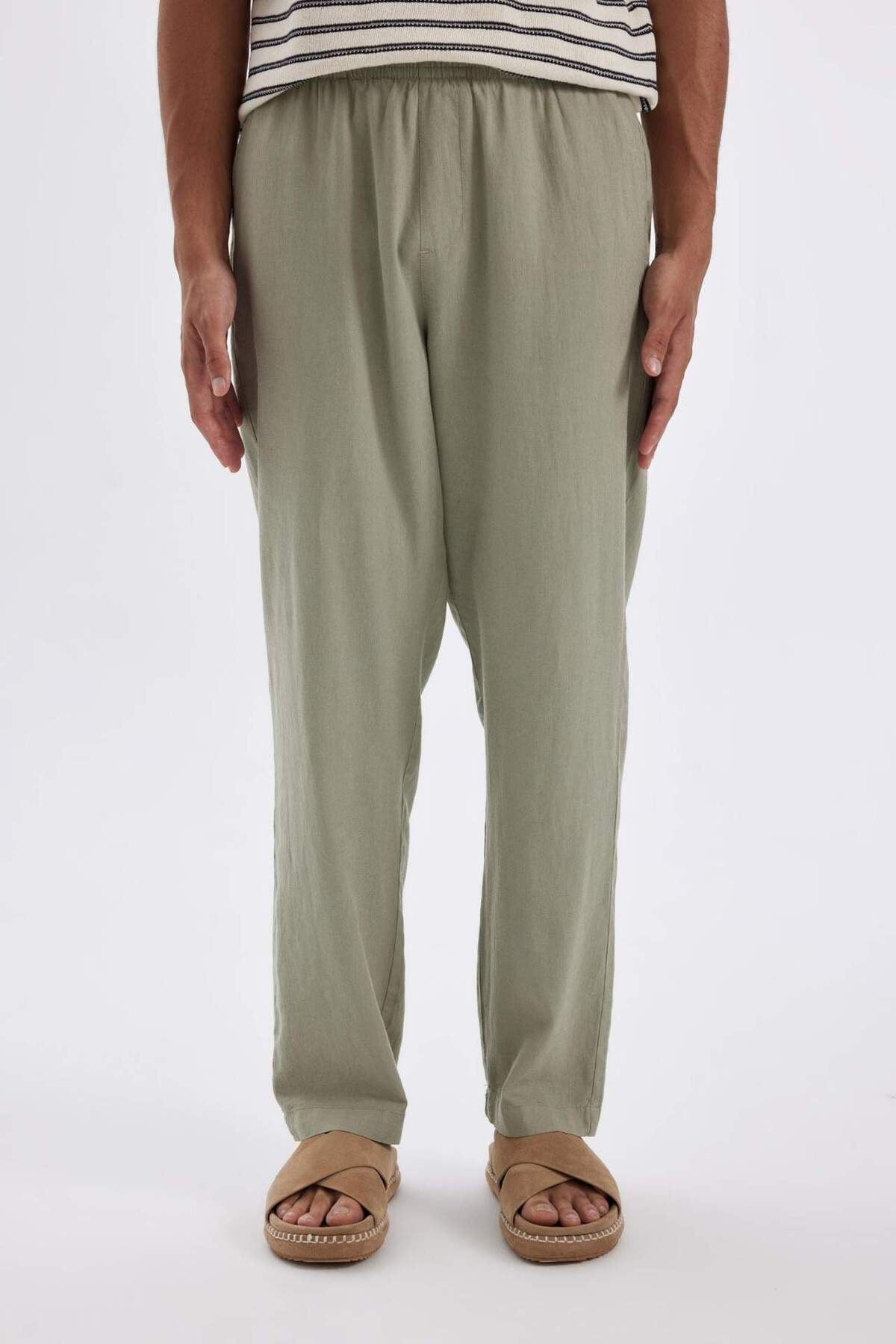 DeFacto-Relax Fit Relaxed Fit vékony szárú lenkeverék nyári nadrág C1140ax24sm 1