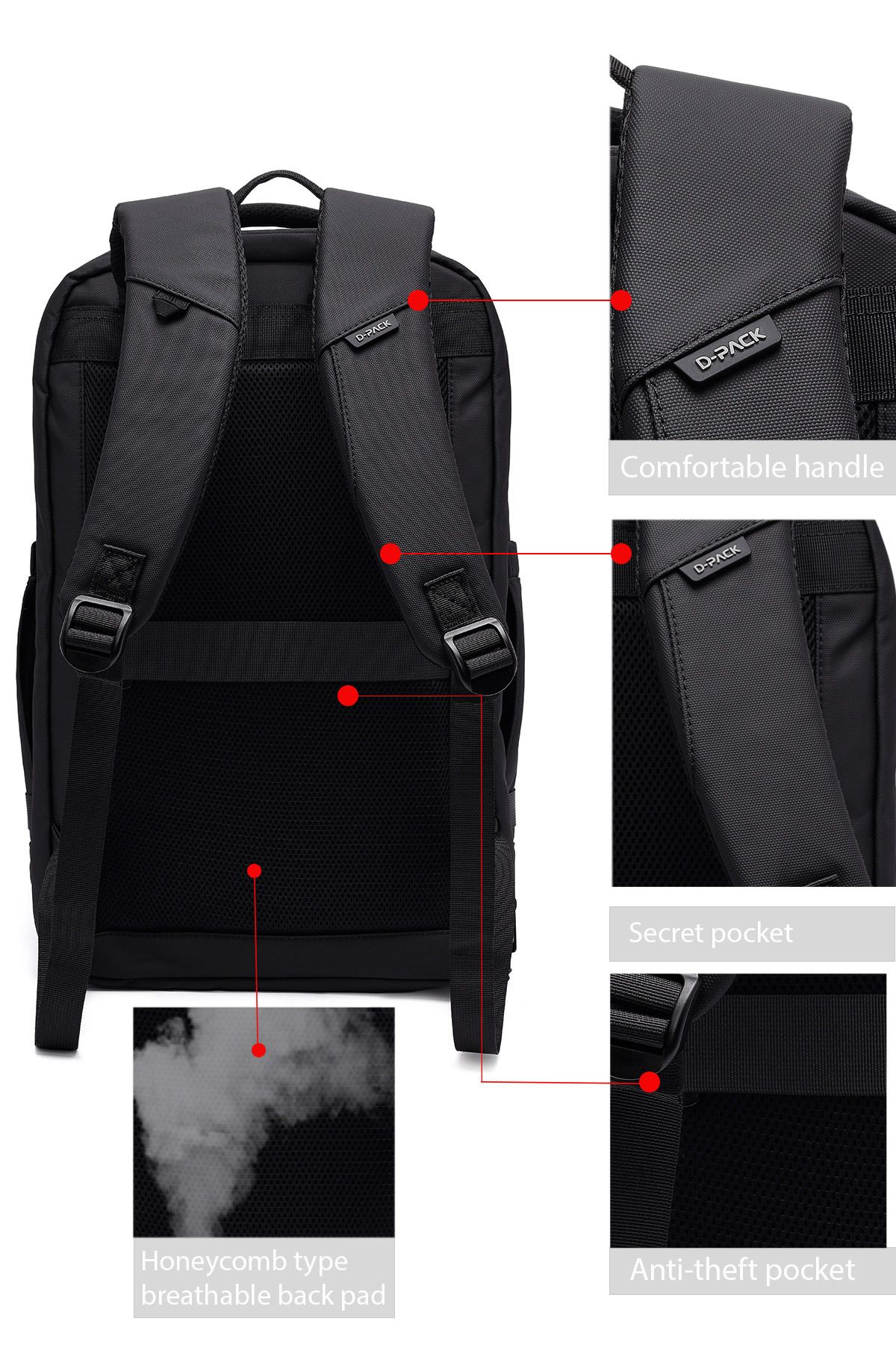 Derimod-D-Pack Men's Black Fabric Backpack 25Sbd30236F 3