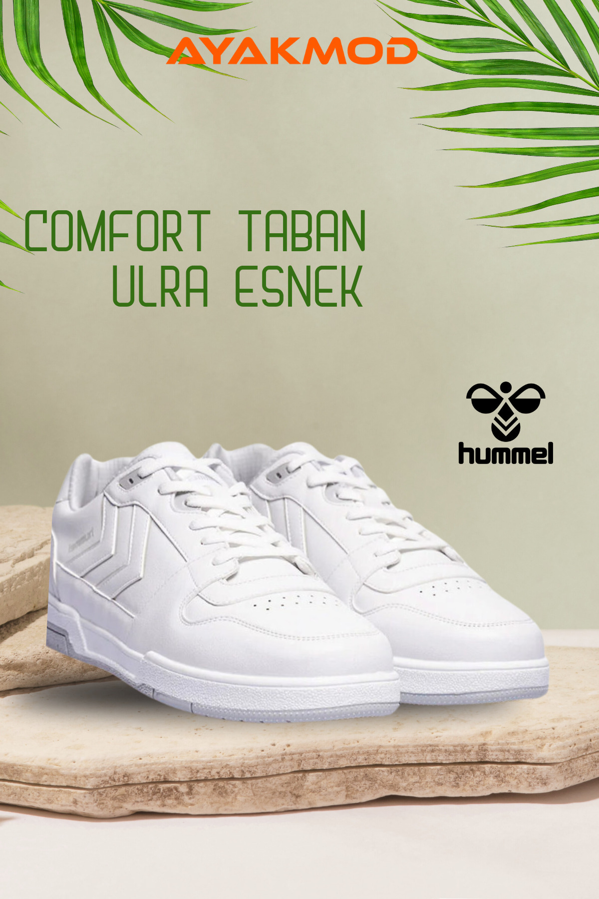کفش ورزشی سفید بنددار یونیسکس مدل 900680 Hml Freza هامل کفش اسنیکر hummel