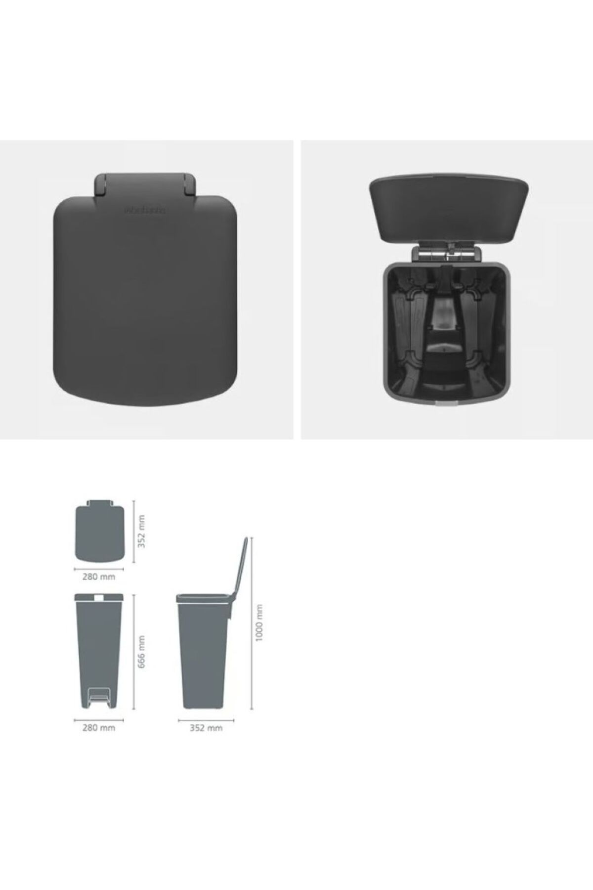 Brabantia-Stepup Koyu Gri Plastik Pedallı Çöp Kutusu 40l 3