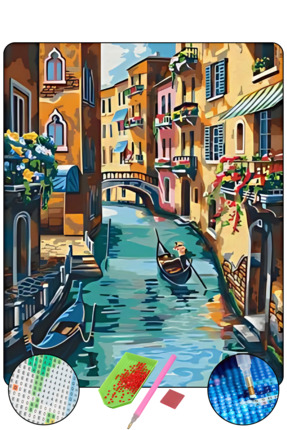 HONDEP 5d Sayılarla Elmas Boyama 40x50 Cm Venedik Mozaik Tablo Tuvale Gerili ...