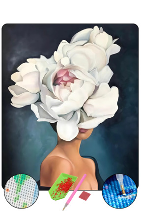 HONDEP 5D Elmas Boyama 40x50cm Full Drill Çiçek Kadın Çerçeveli Tuval Seti Mo...