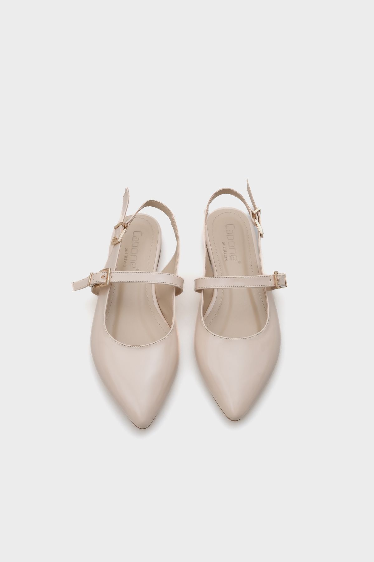 Capone Outfitters-Ballerinas für Damen mit spitzer Spitze, Schnallendetail und offener Rückseite 5
