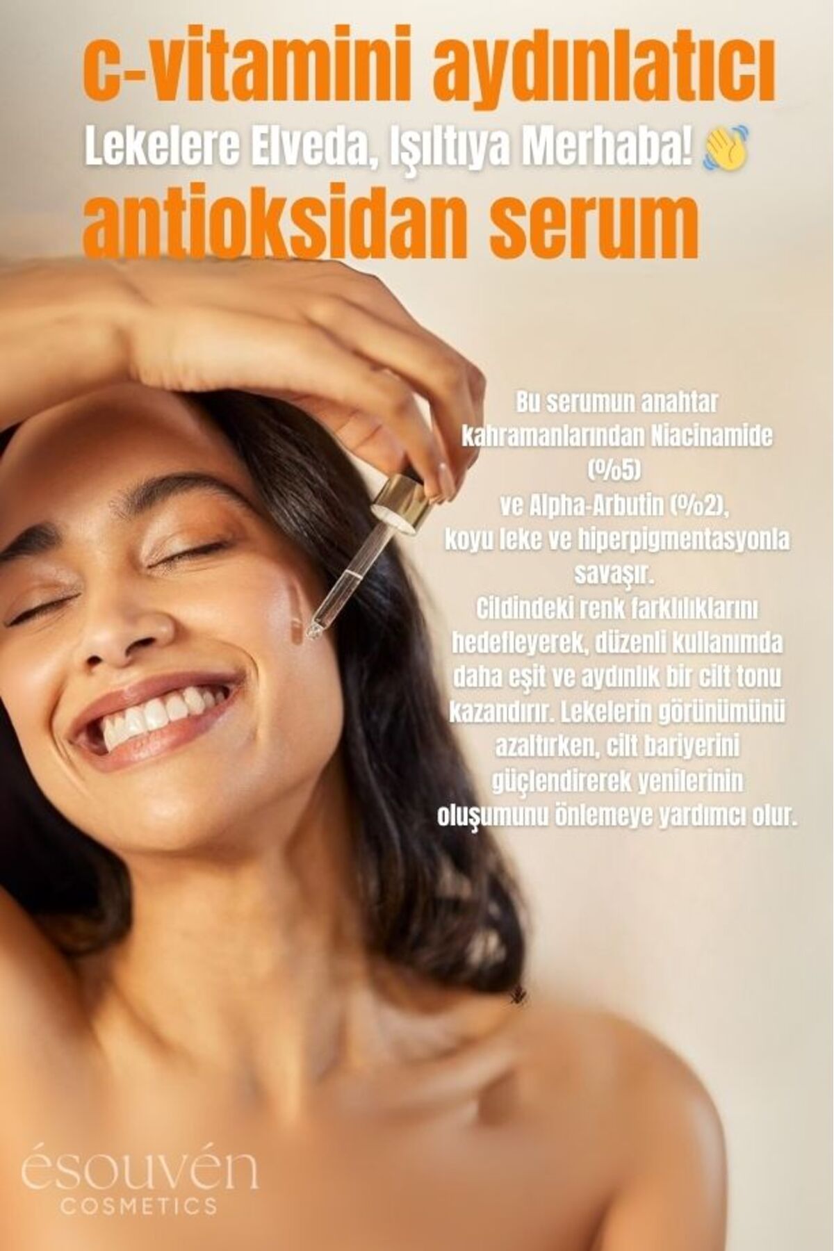 C-VİTAMİNİ NİACİNAMİDE&ARBUTİN&FERULİC ACİD AYDINLATICI- PARLATICI- TON EŞİTLEYİCİ-ANTİOKSİDAN SERUM — ESP-5024 — تصویر 5 از 7