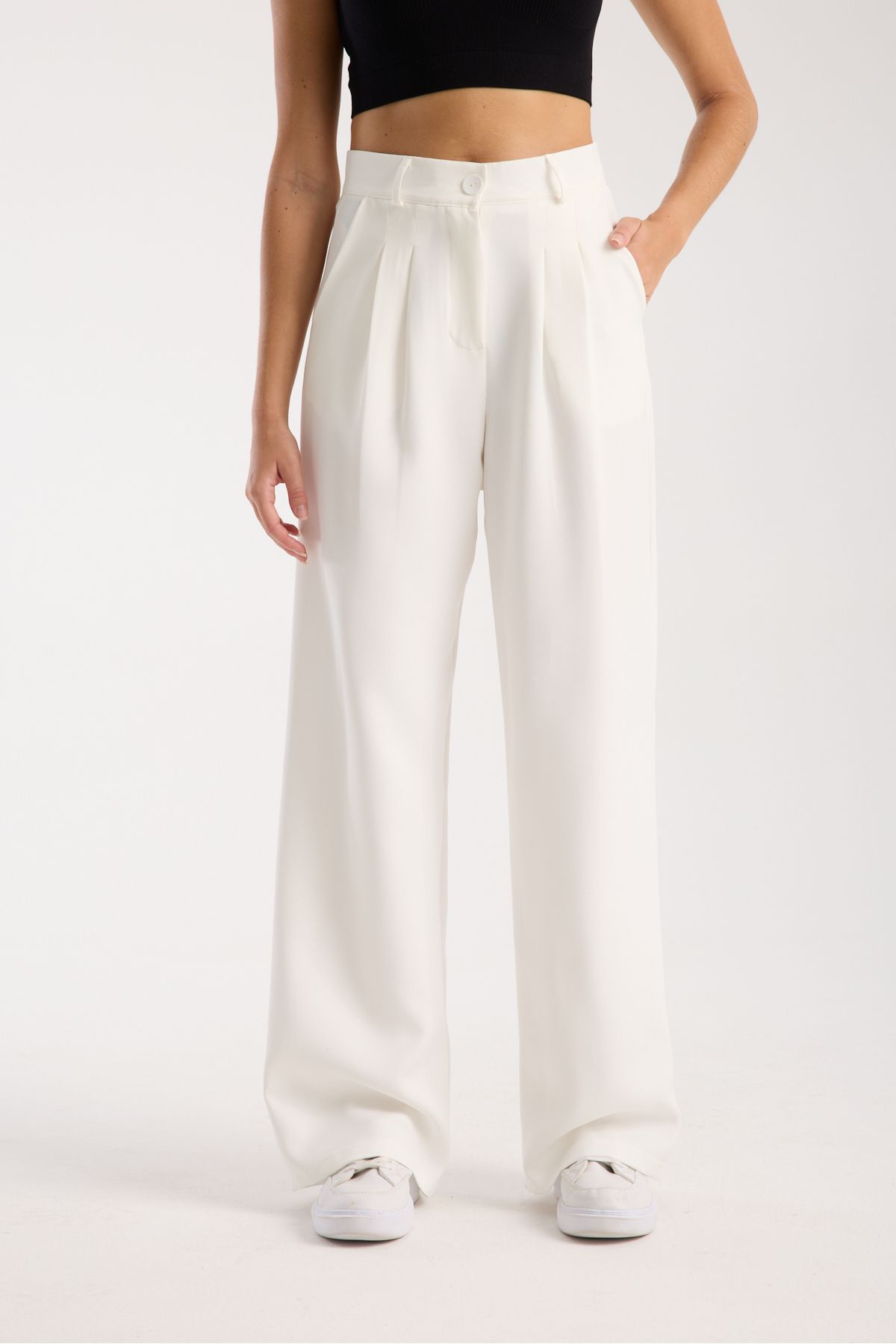 LAND MODA Women's Pleated Fabric high waist Palazzo Pants